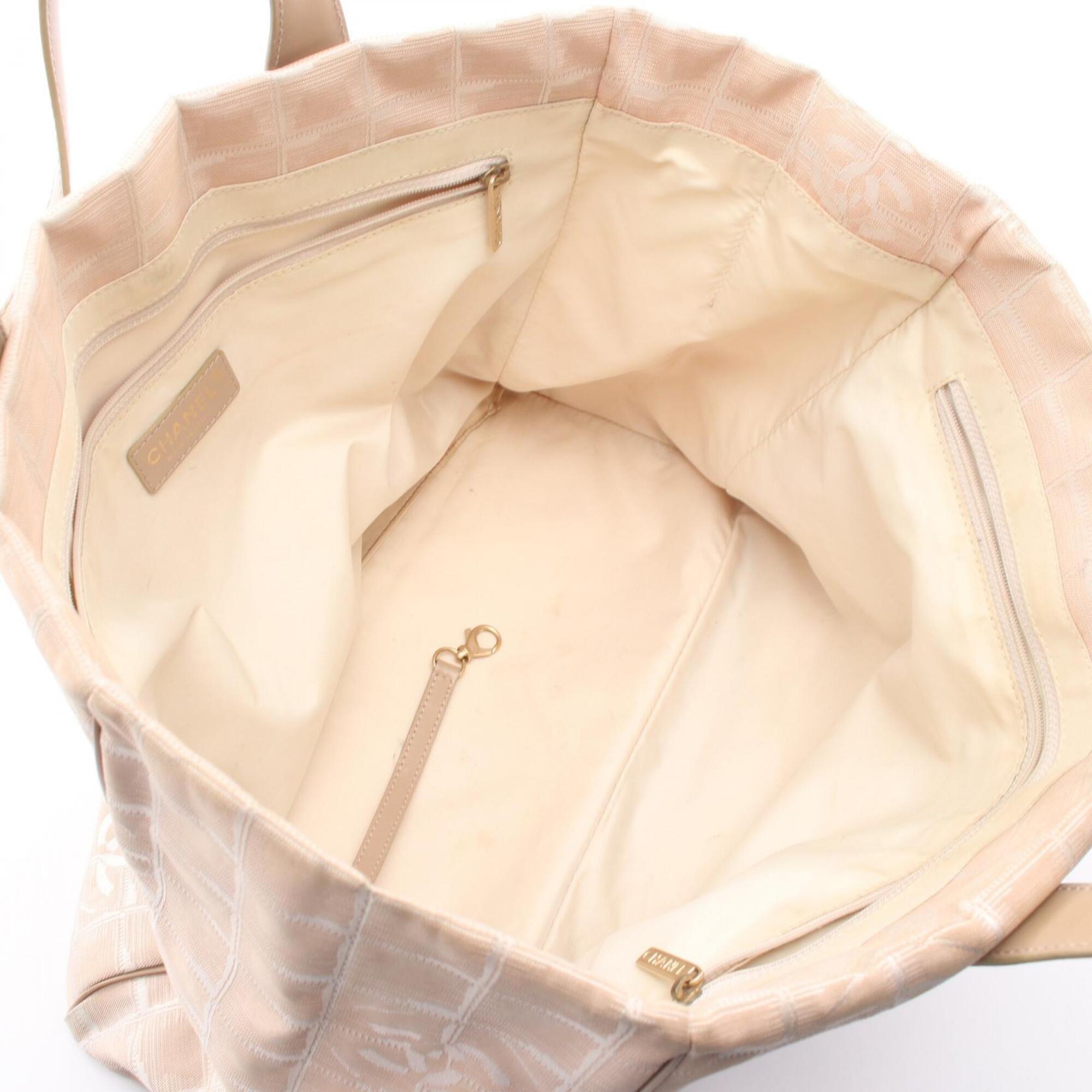 Chanel Pink Leather Nylon Canvas Handbag Tote Bag (Pre-Owned)