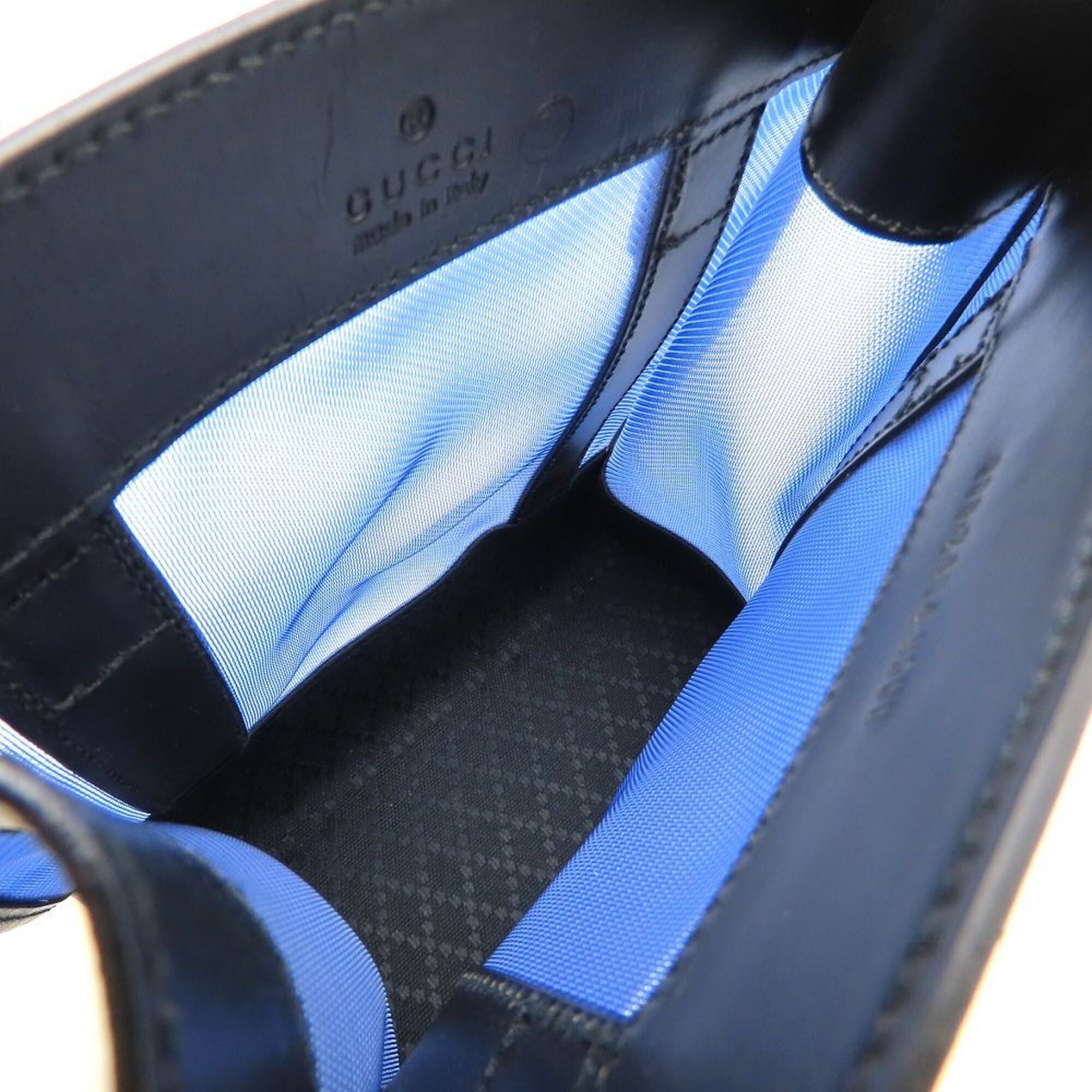 Gucci Black Blue Mesh Leather Handbag Tote Bag (Pre-Owned)