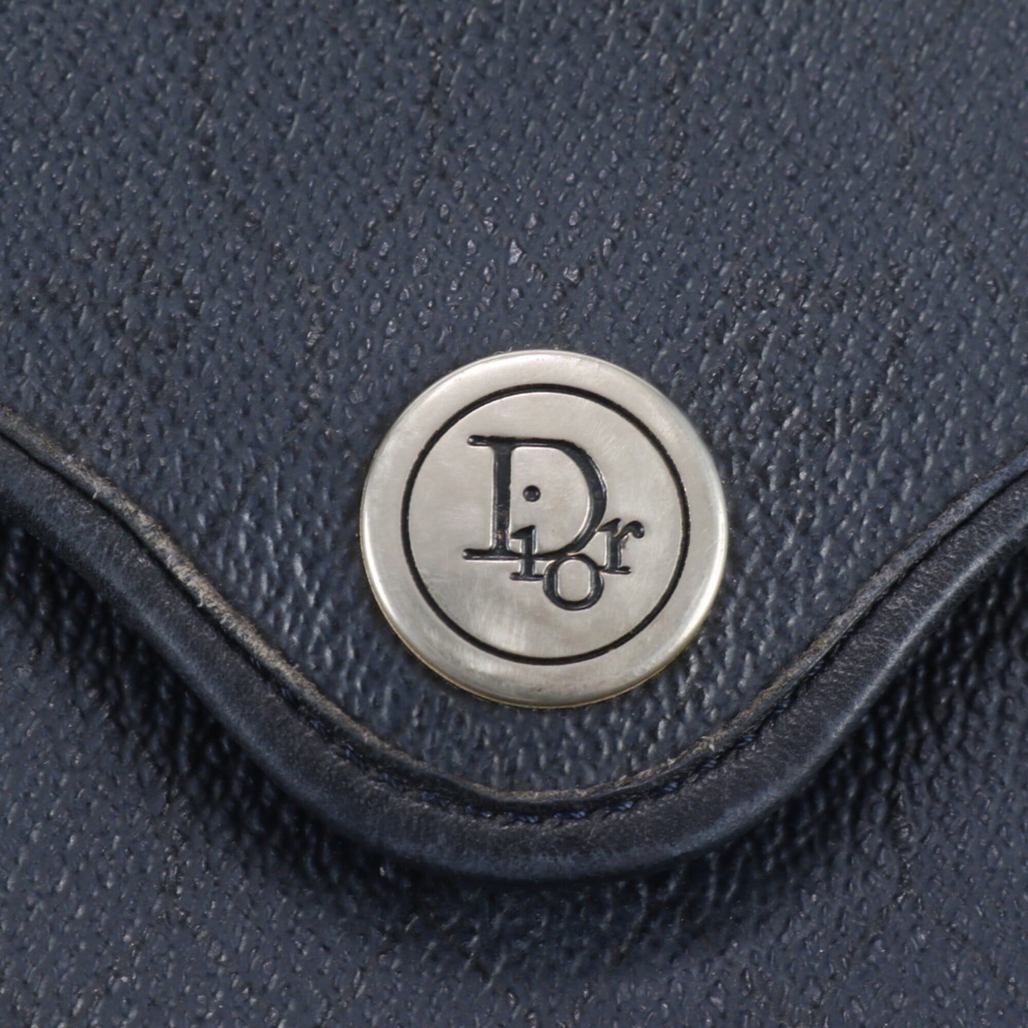 Christian Dior Navy Leather Handbag Shoulder Bag Tote Bag (Pre-Owned)