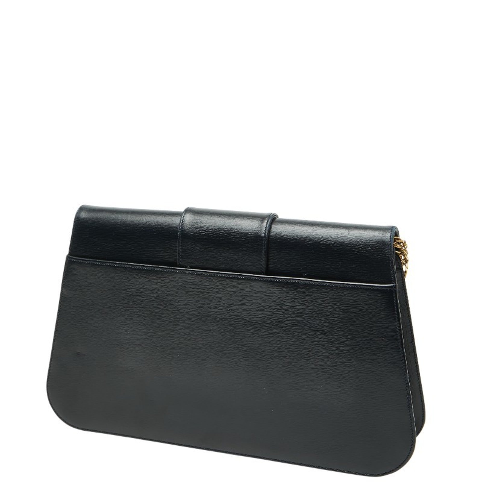 Cartier Sapphire Line Navy Leather Shoulder Bag (Pre-Owned)