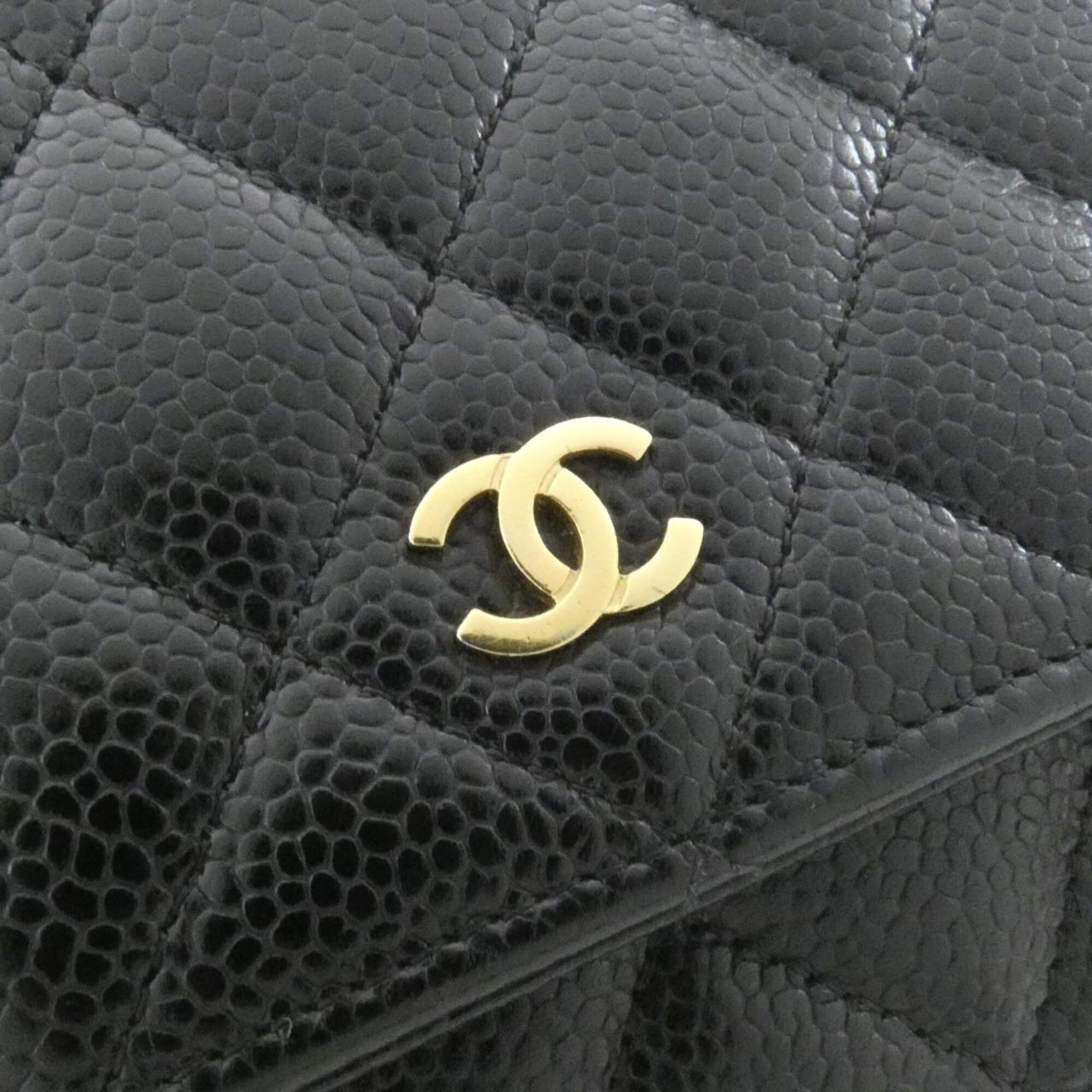 Chanel Black Bordeaux Grained Calfskin Chain/Shoulder Wallet (Pre-Owned)
