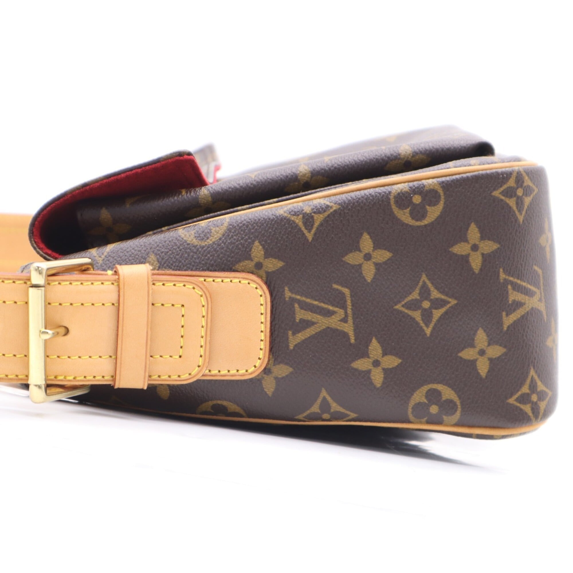 Louis Vuitton Beige Brown Coated Canvas Leather Handbag (Pre-Owned)