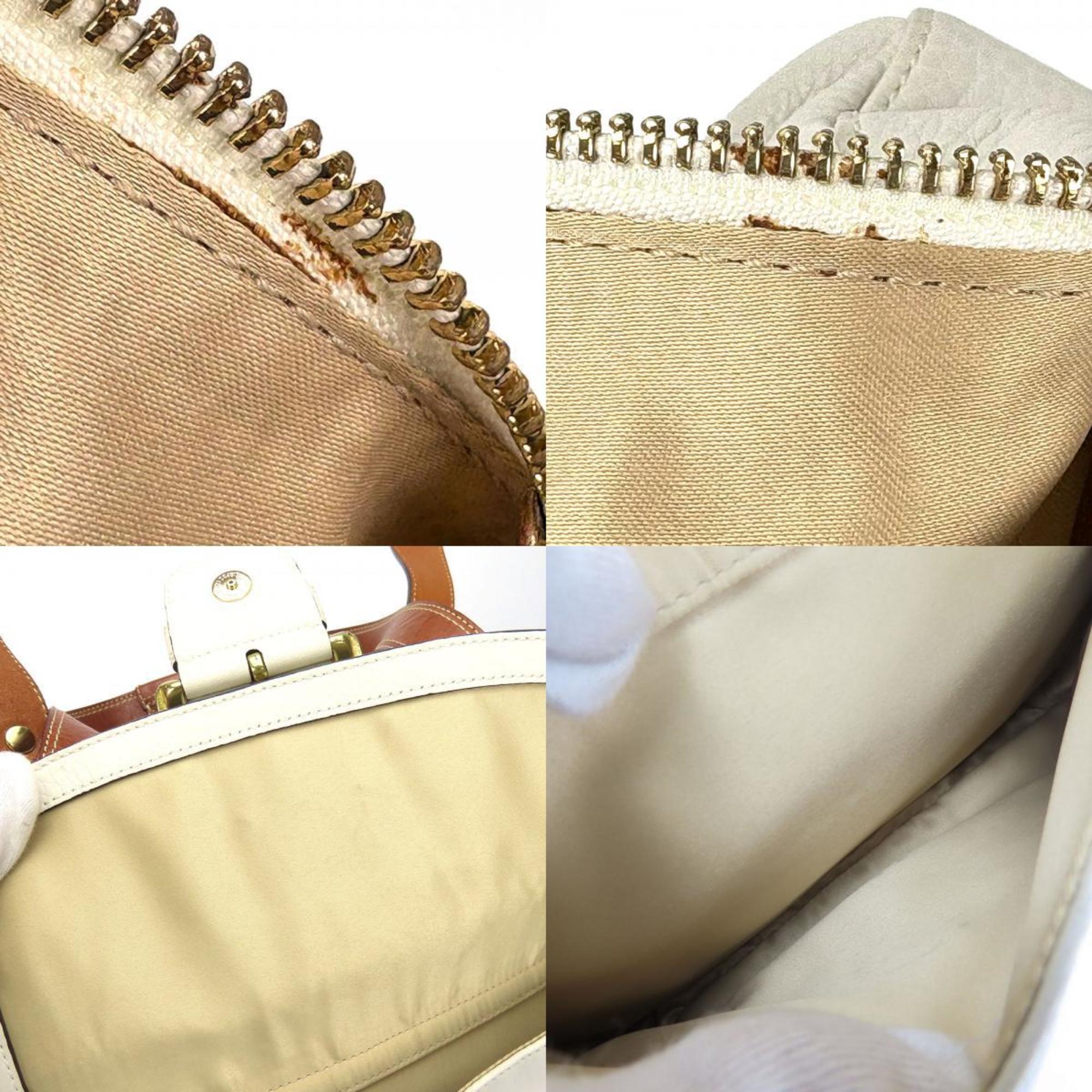 Coach Brown White Leather Tote Bag (Pre-Owned)