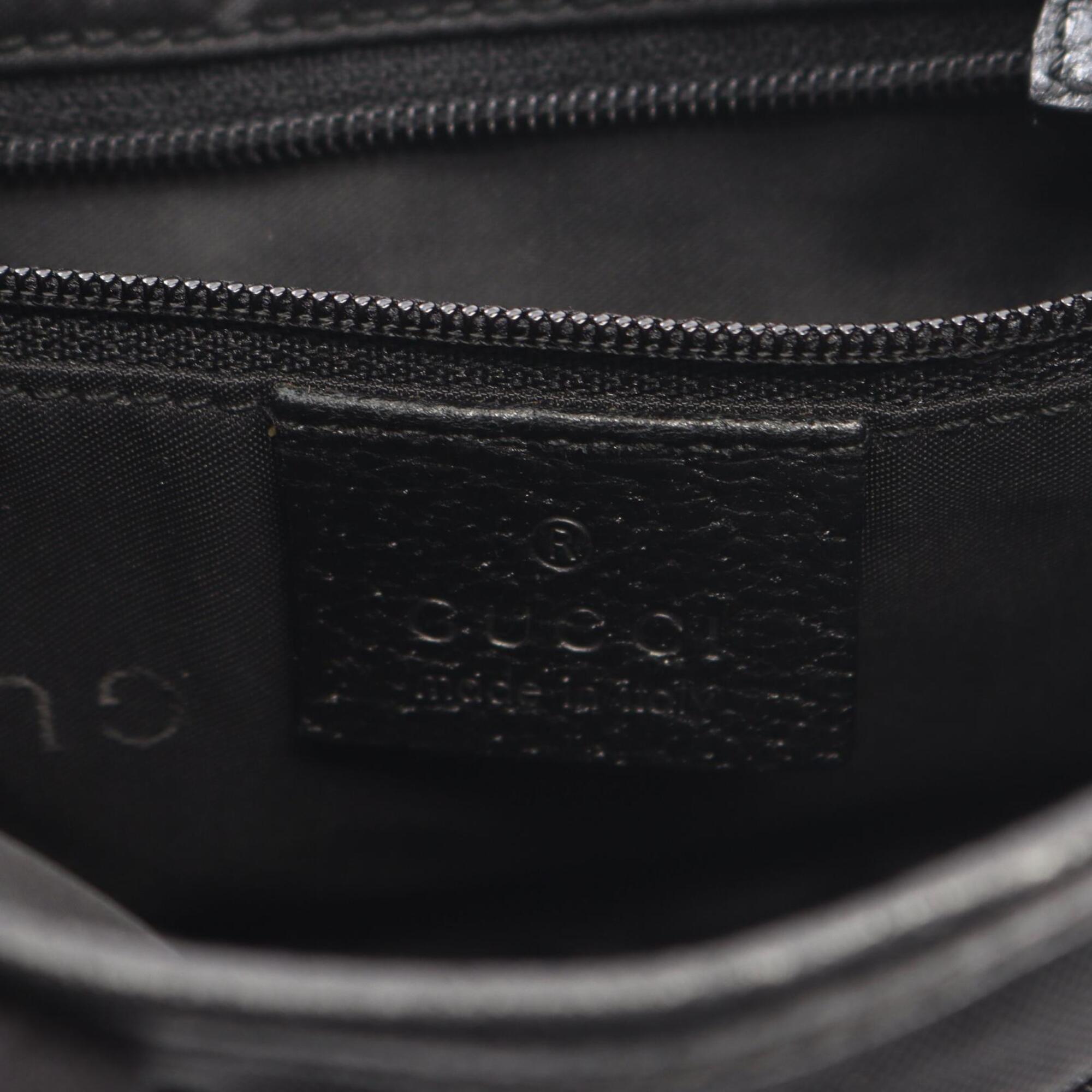 Gucci Black Canvas Leather Shoulder Bag (Pre-Owned)
