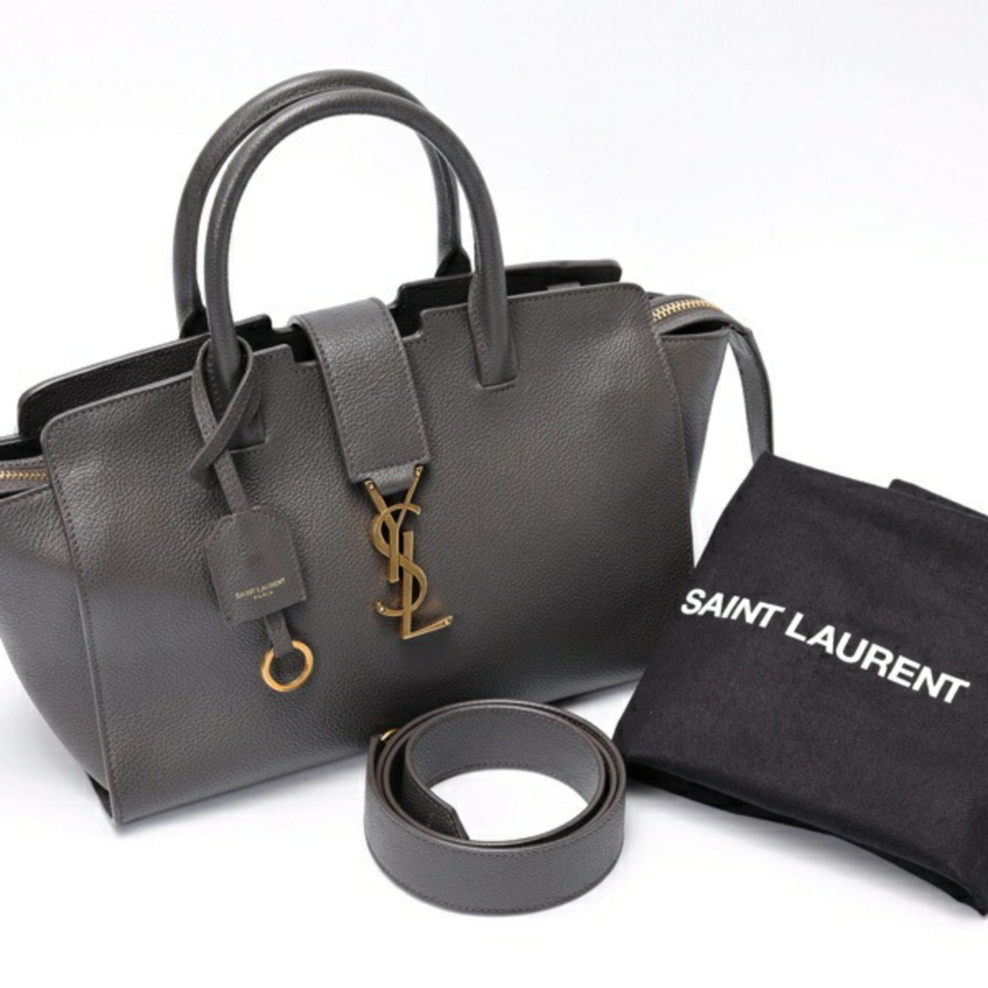 Saint Laurent Gray Leather Handbag (Pre-Owned)