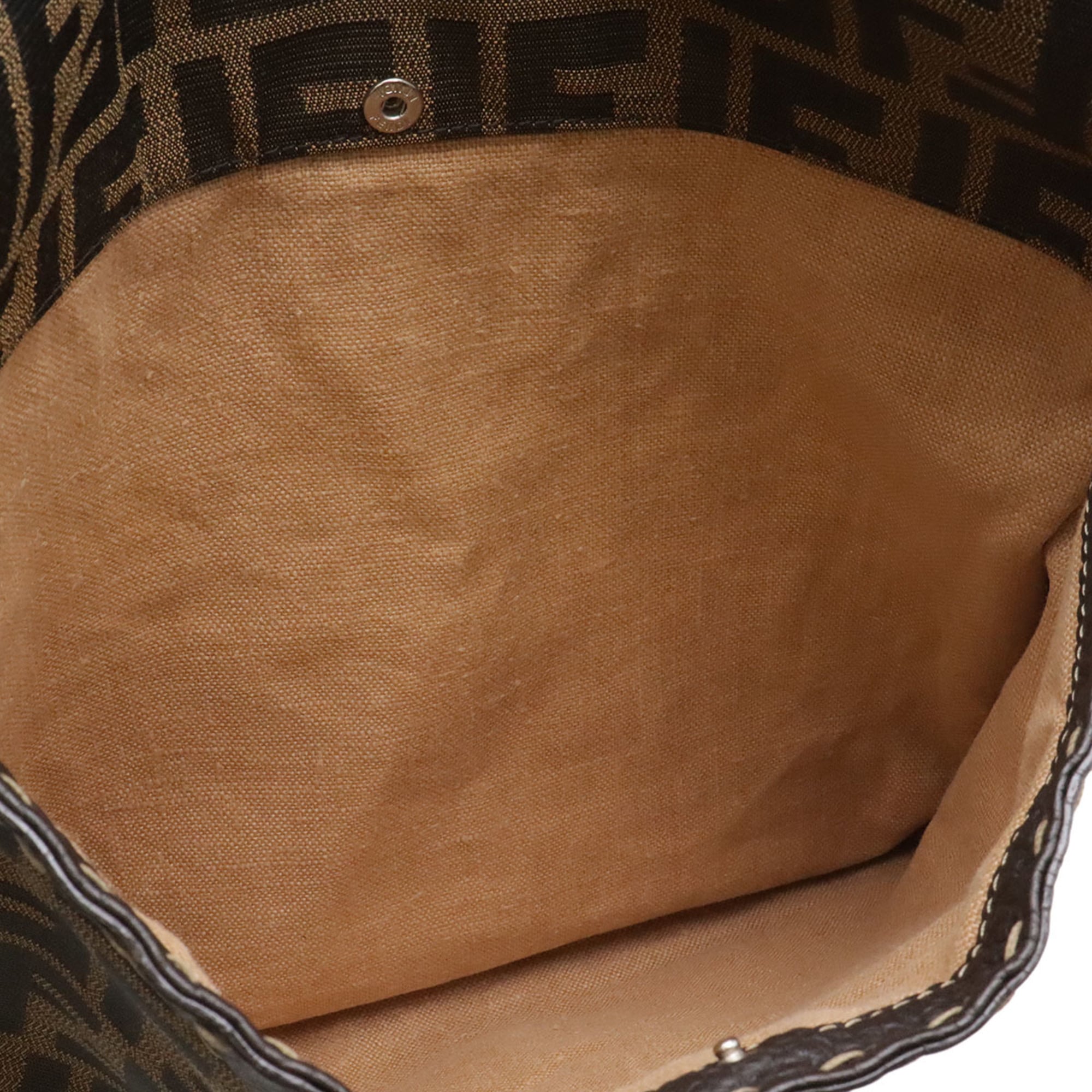 Fendi Selleria Brown Canvas Leather Shoulder Bag (Pre-Owned)