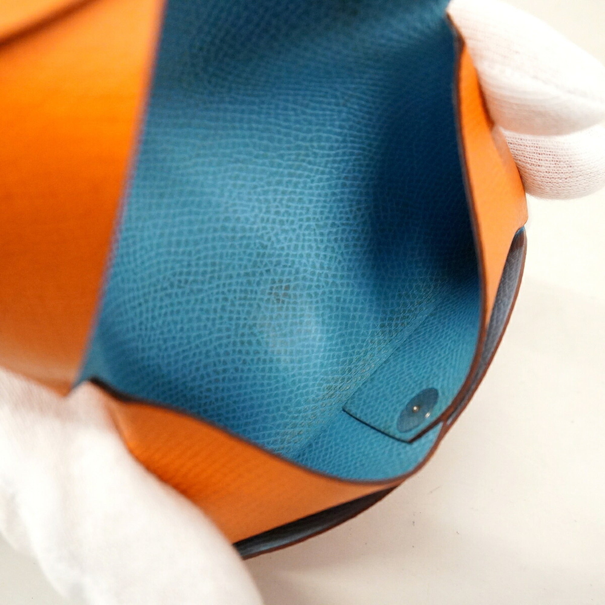Hermes Celeste Orange Epsom Leather Leather Coin Purse/Coin Case (Pre-Owned)