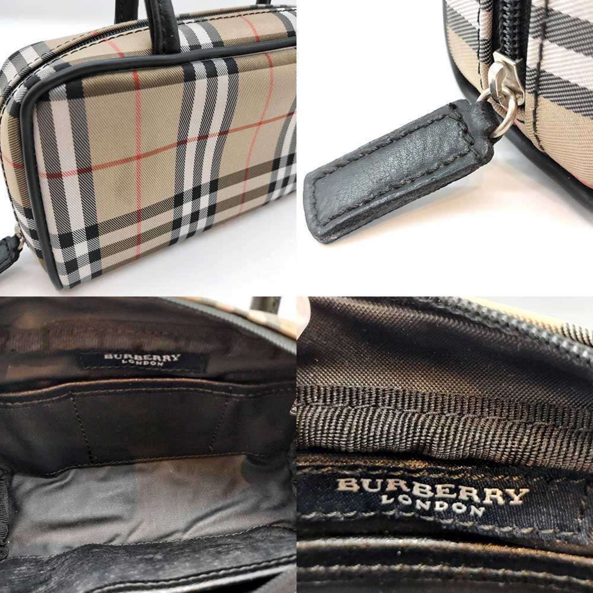 Burberry Beige Canvas Leather Handbag Pouch (Pre-Owned)