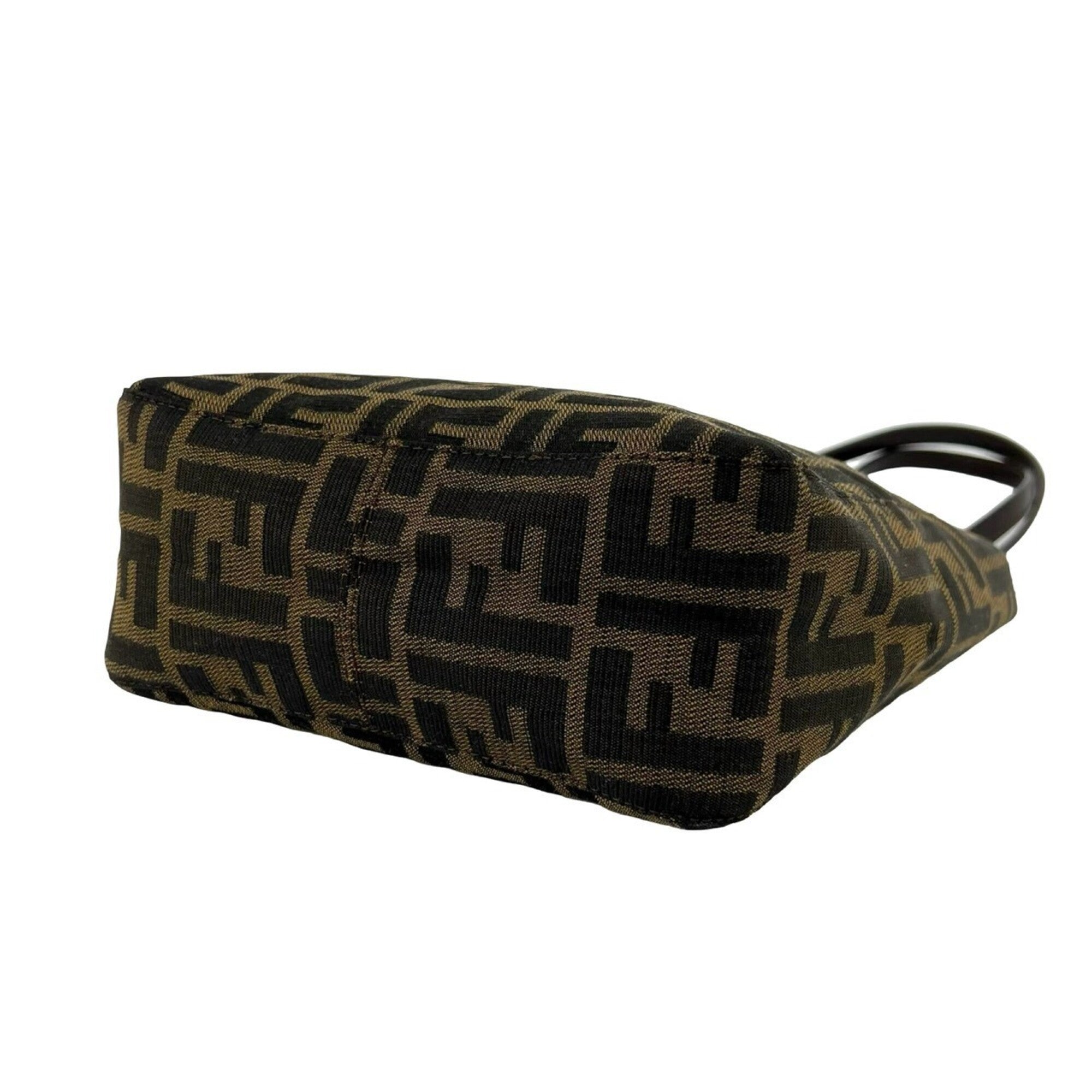 Fendi Brown Canvas Leather Handbag Tote Bag (Pre-Owned)
