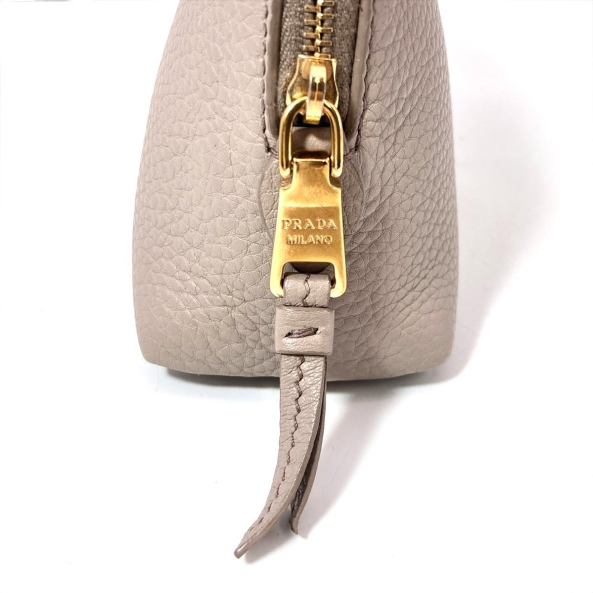 Prada Gray Leather Handbag Pouch (Pre-Owned)