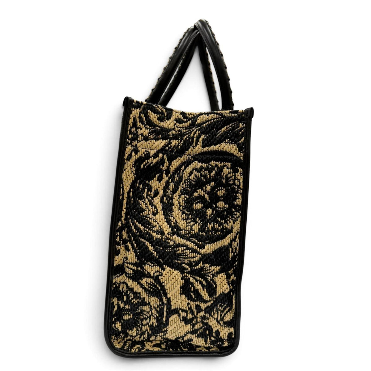 Versace Black Viscose Polyester Cotton Leather Tote Bag (Pre-Owned)