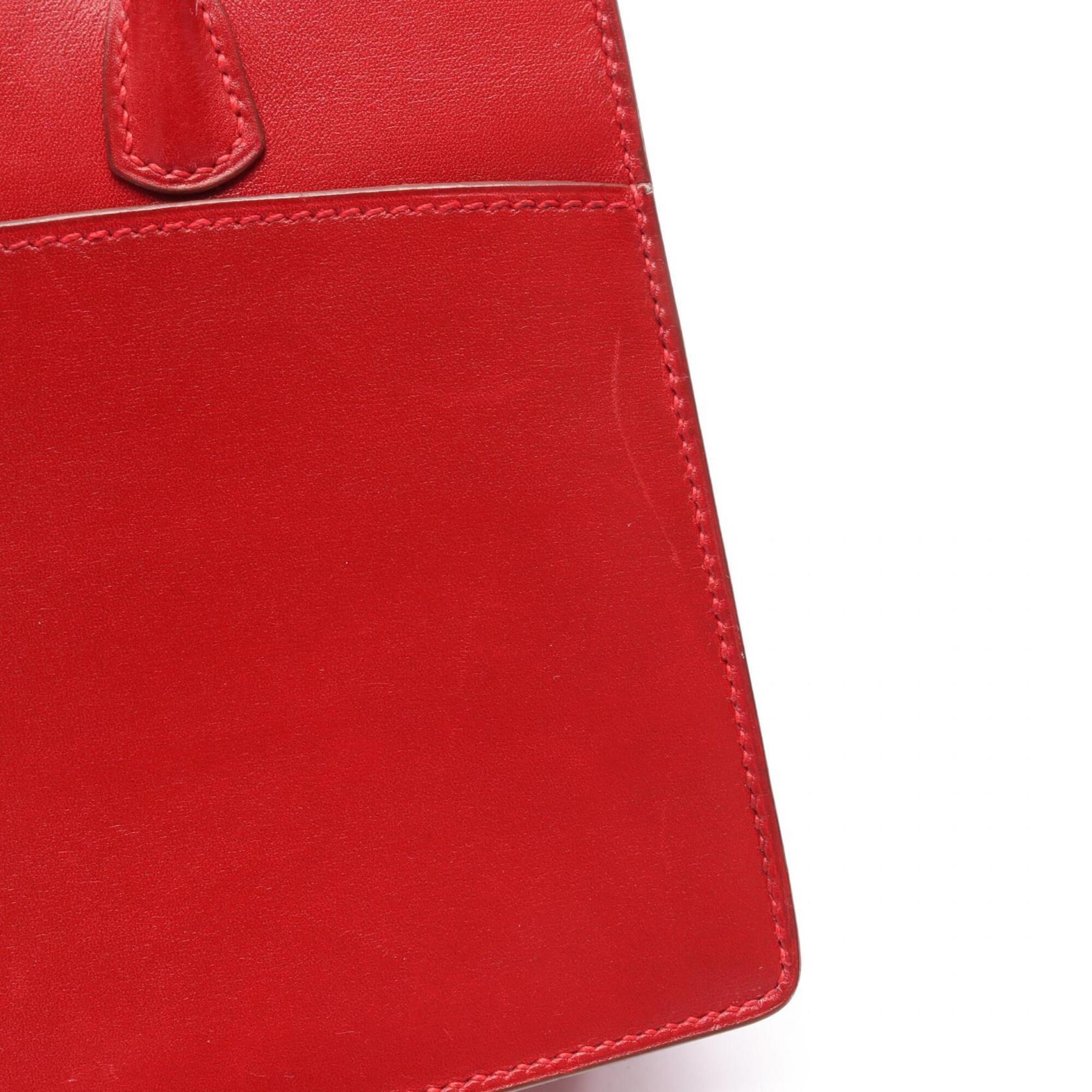 Hermes Red Color Box Calf Leather Handbag (Pre-Owned)