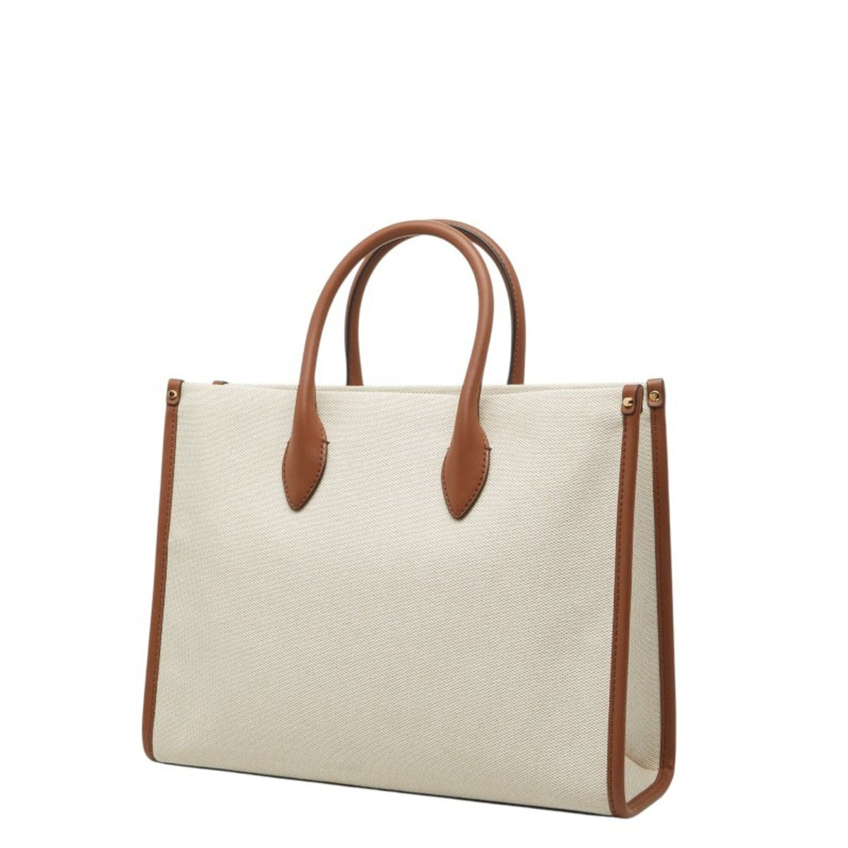 Michael Kors Beige Brown Canvas Leather Shoulder Bag Tote Bag (Pre-Owned)