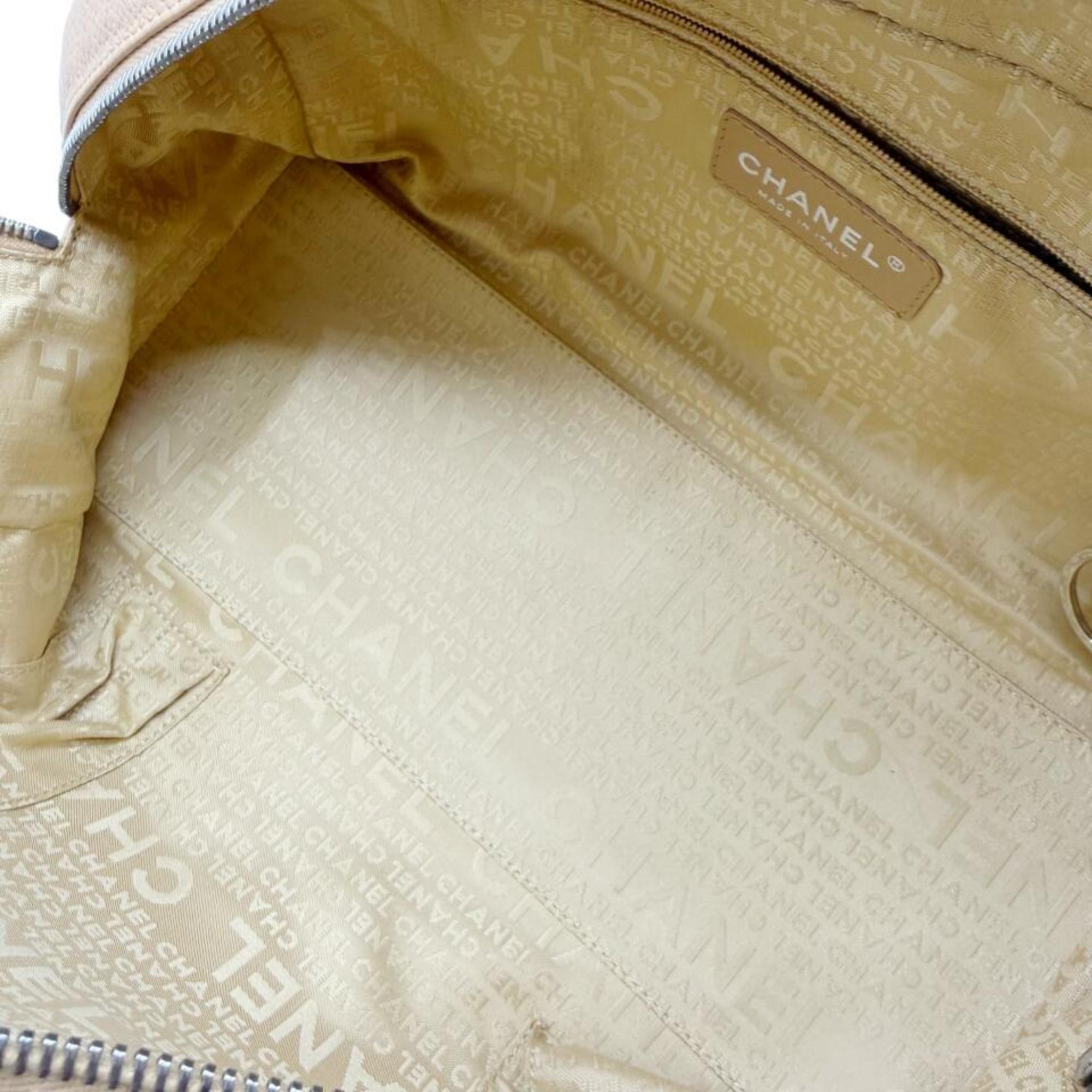 Chanel Beige Grained Calfskin Handbag Tote Bag (Pre-Owned)
