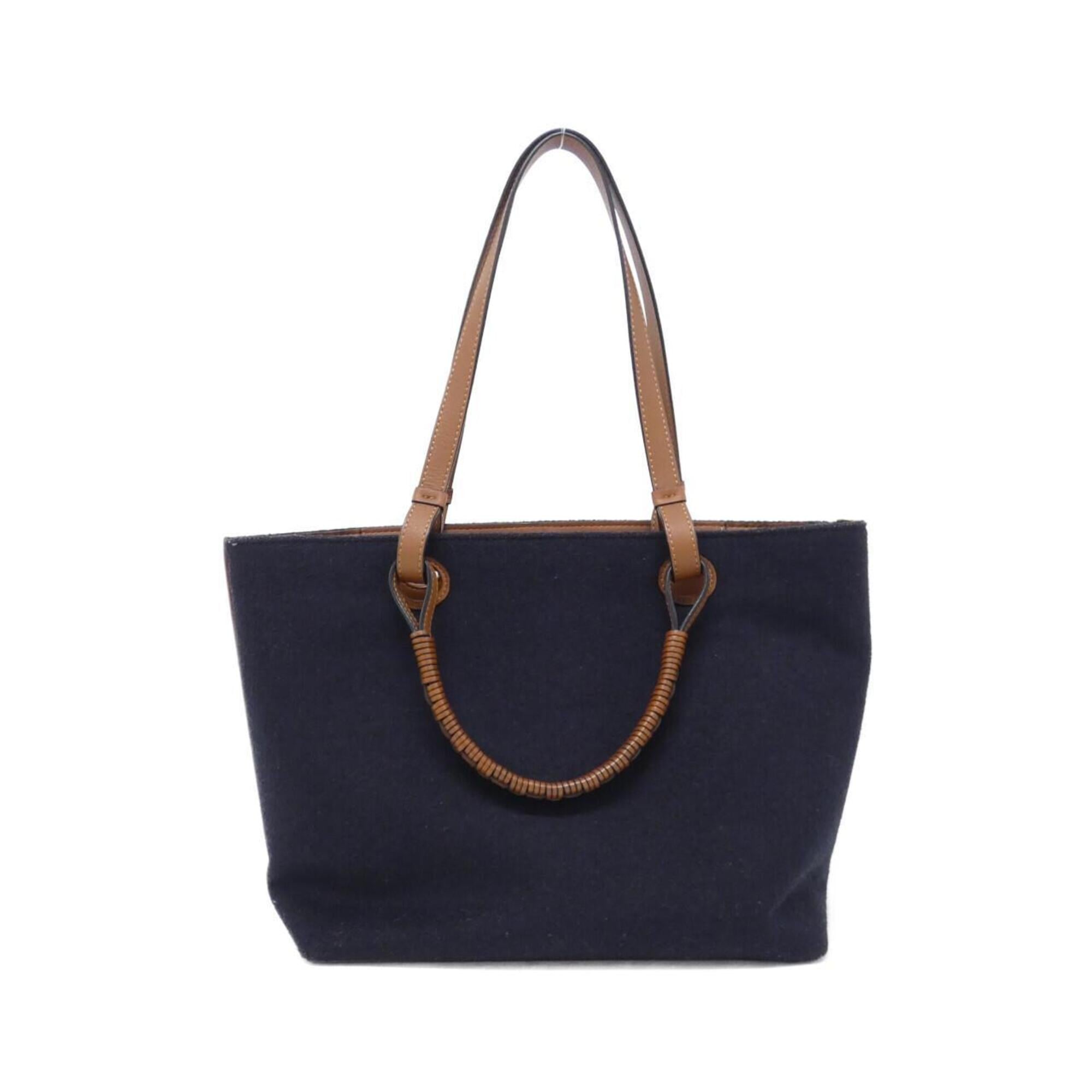 Loewe Blue Navy Acrylic Wool Polyester Leather Handbag (Pre-Owned)