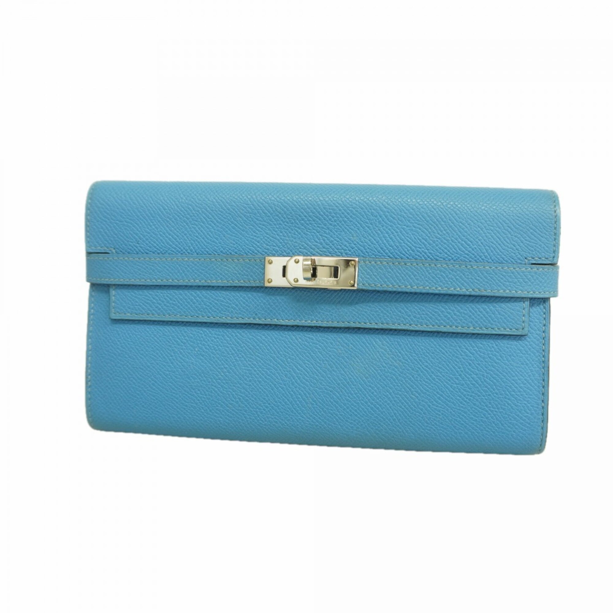 Hermes Azur Epsom Leather Long Wallet (Bi-Fold) (Pre-Owned)