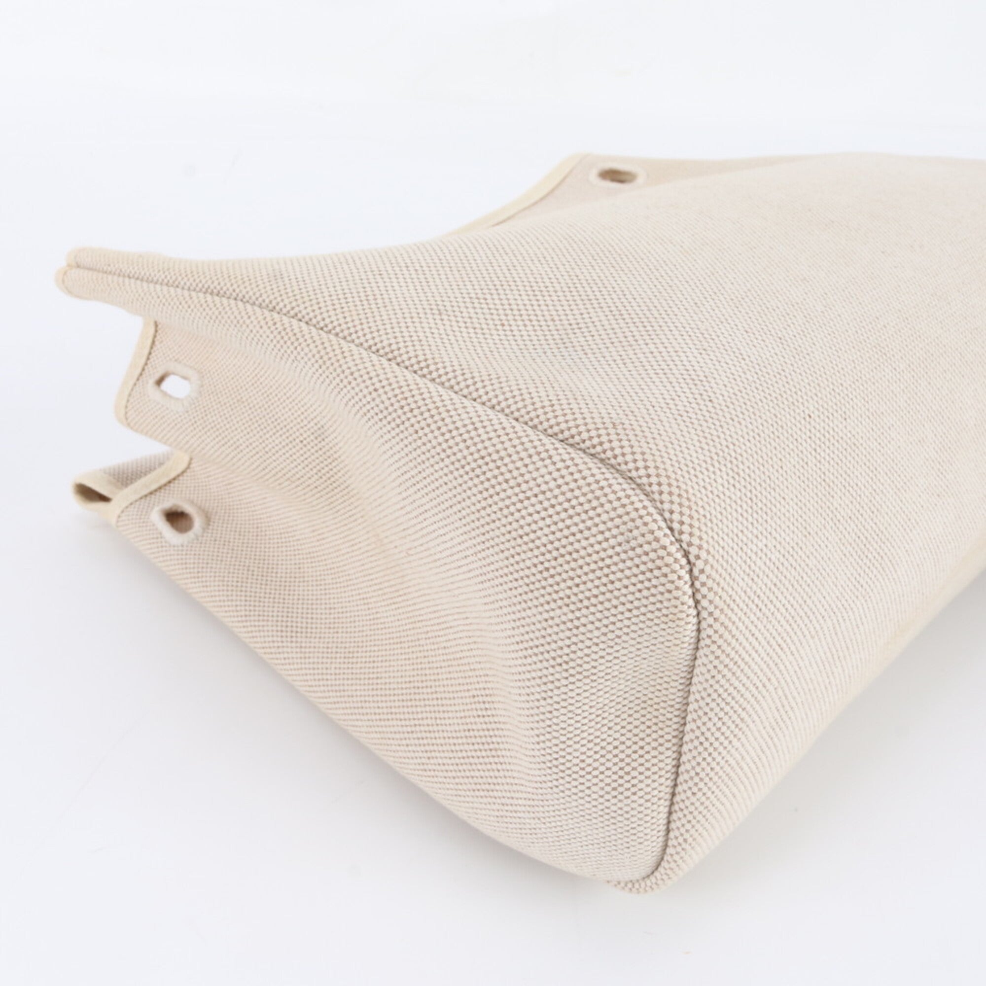 Hermes Beige Leather Canvas Backpack (Pre-Owned)