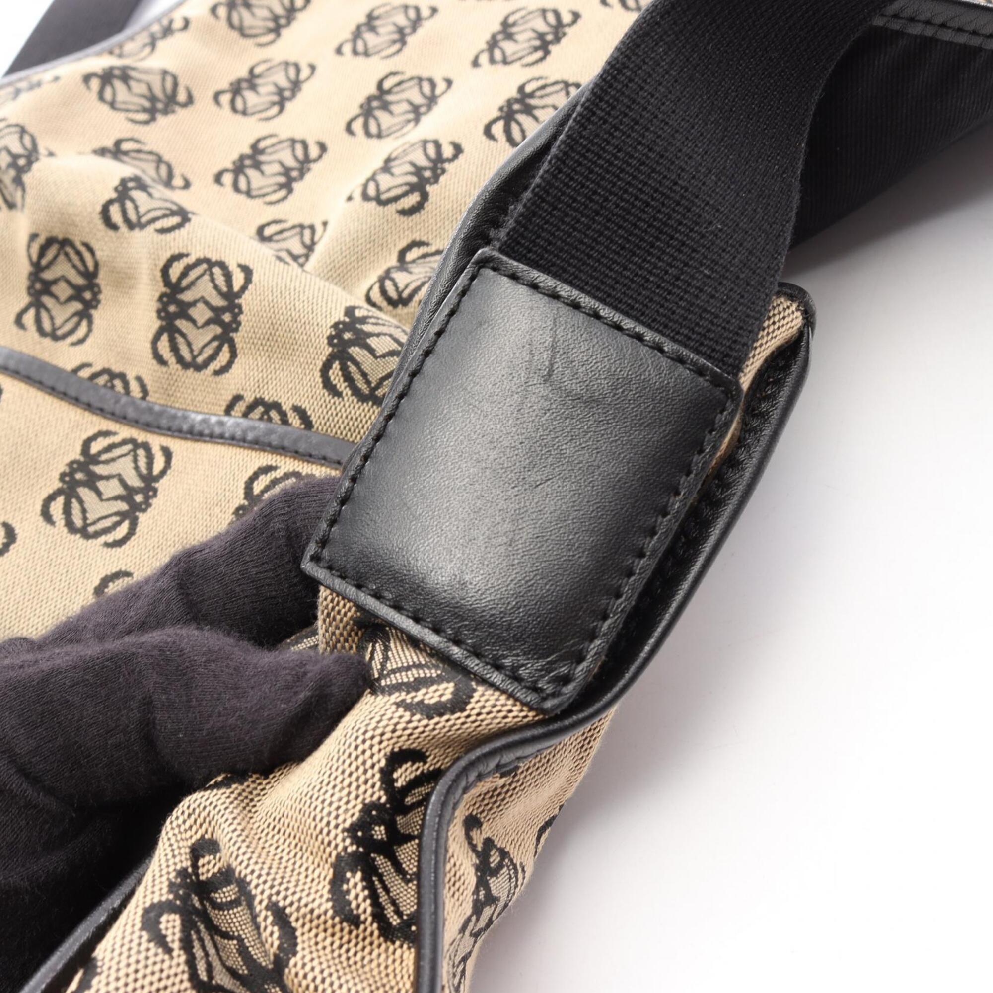 Loewe Beige Black Canvas Handbag Shoulder Bag (Pre-Owned)