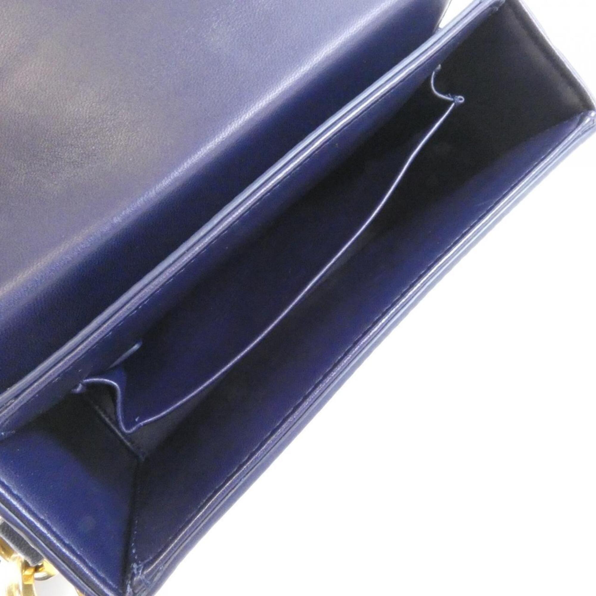 Christian Dior Blue Leather Shoulder Bag (Pre-Owned)