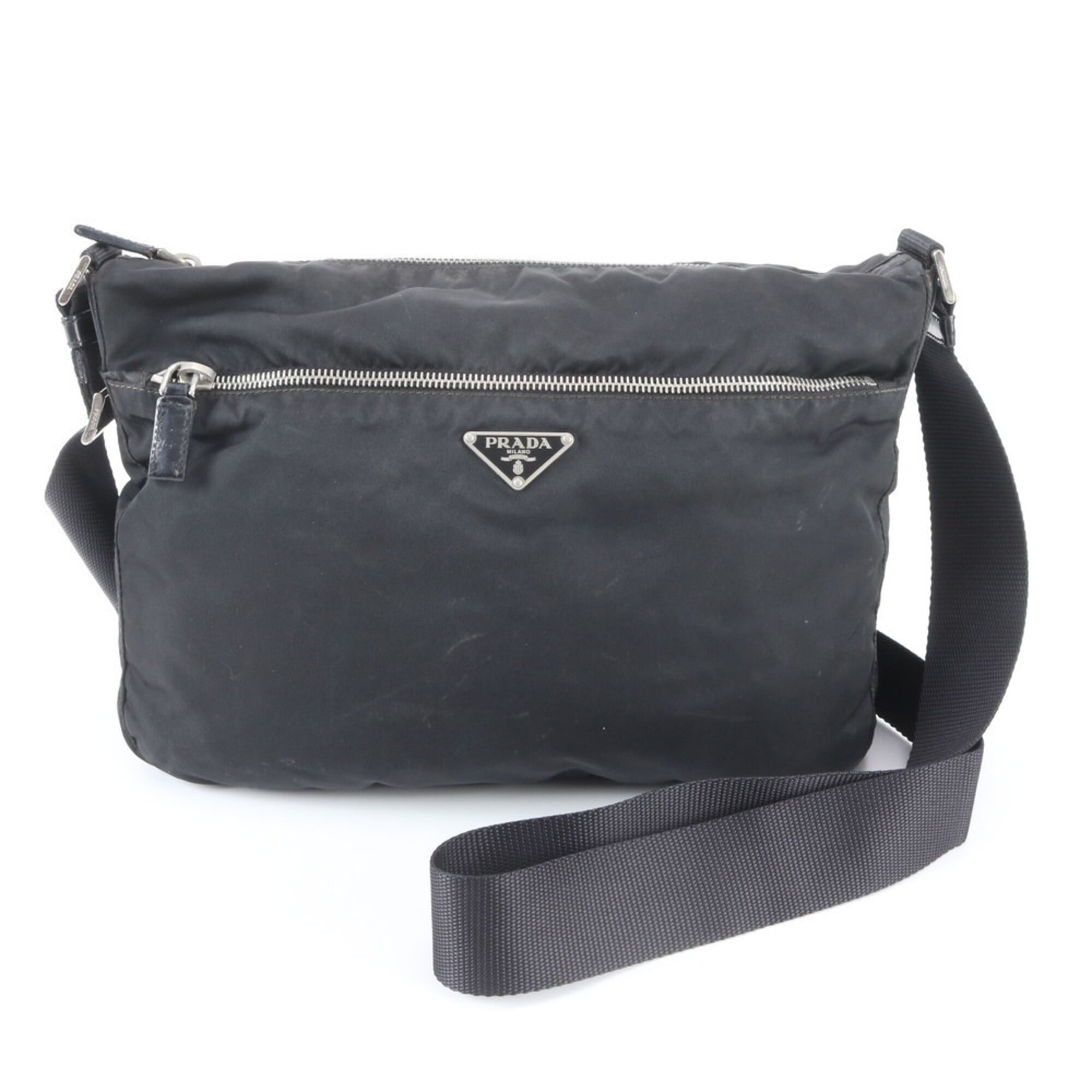 Prada Black Nylon Leather Shoulder Bag (Pre-Owned)