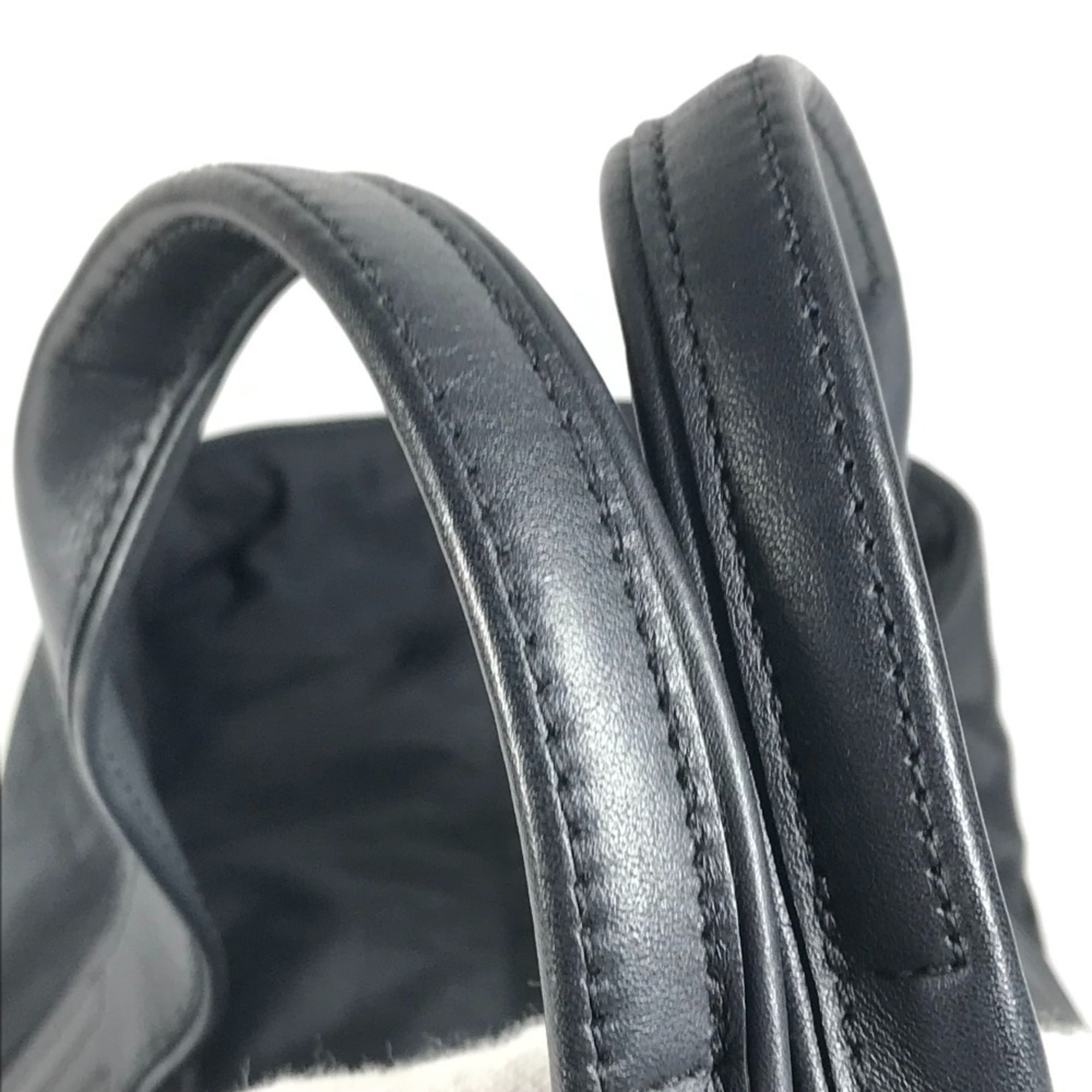Hermes Black Nylon Leather Boston Bag Handbag Tote Bag (Pre-Owned)