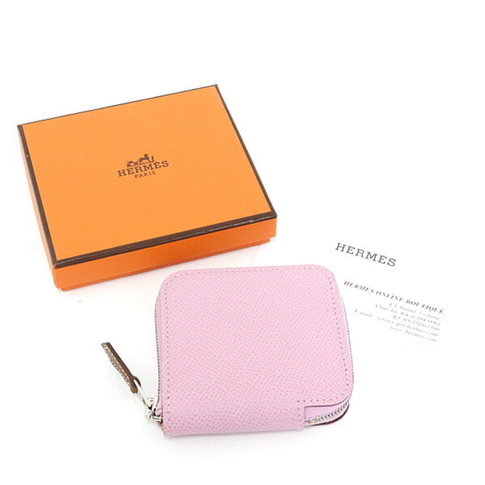 Hermes Jaune Epsom Leather Silk Coin Purse/Coin Case (Pre-Owned)