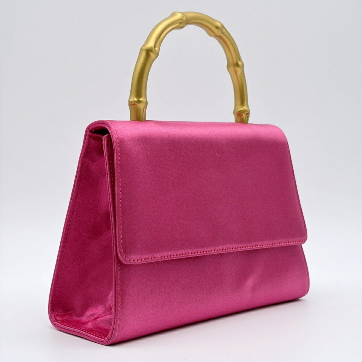 Gucci Gold Pink Bamboo Satin Handbag (Pre-Owned)