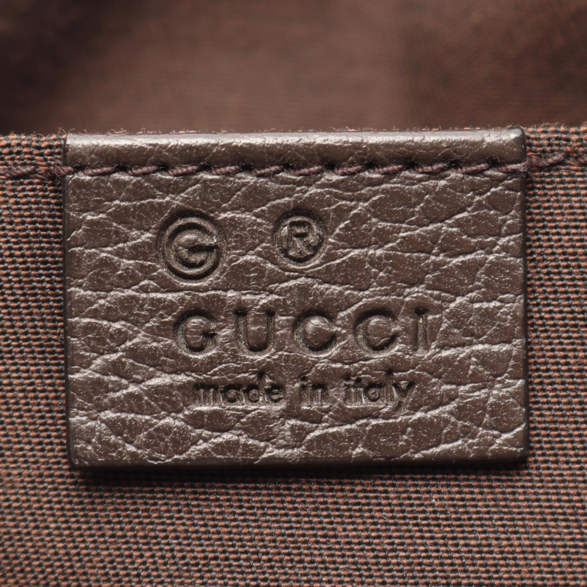 Gucci Beige Brown Gg Canvas Leather Fanny Pack Handbag (Pre-Owned)
