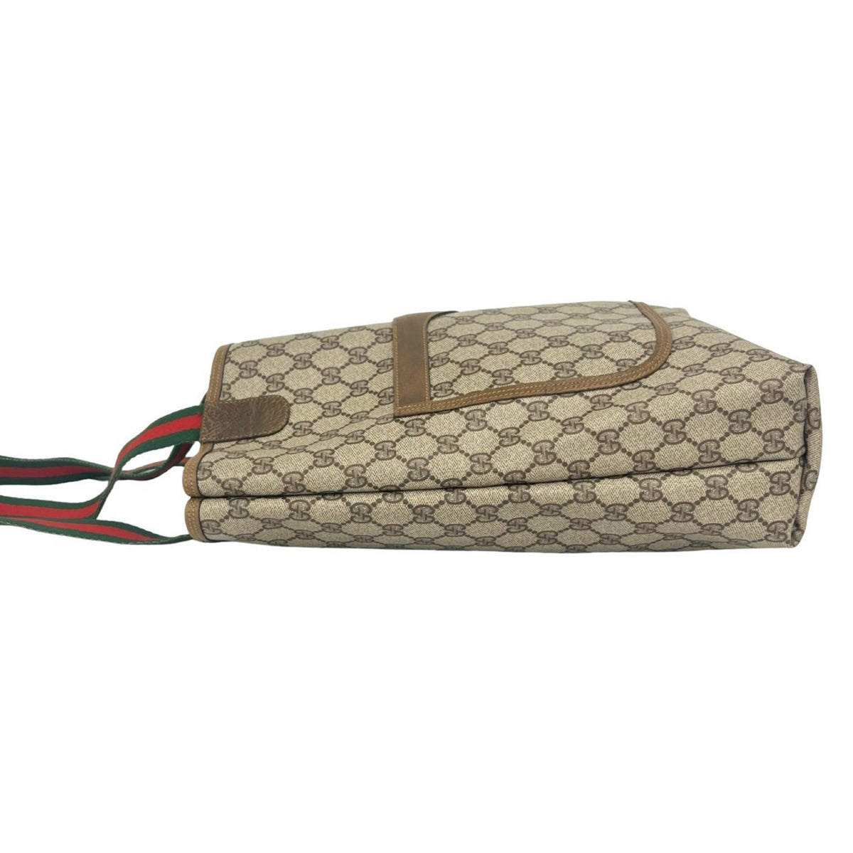 Gucci Brown Green Red Color Leather Pvc Tote Bag (Pre-Owned)