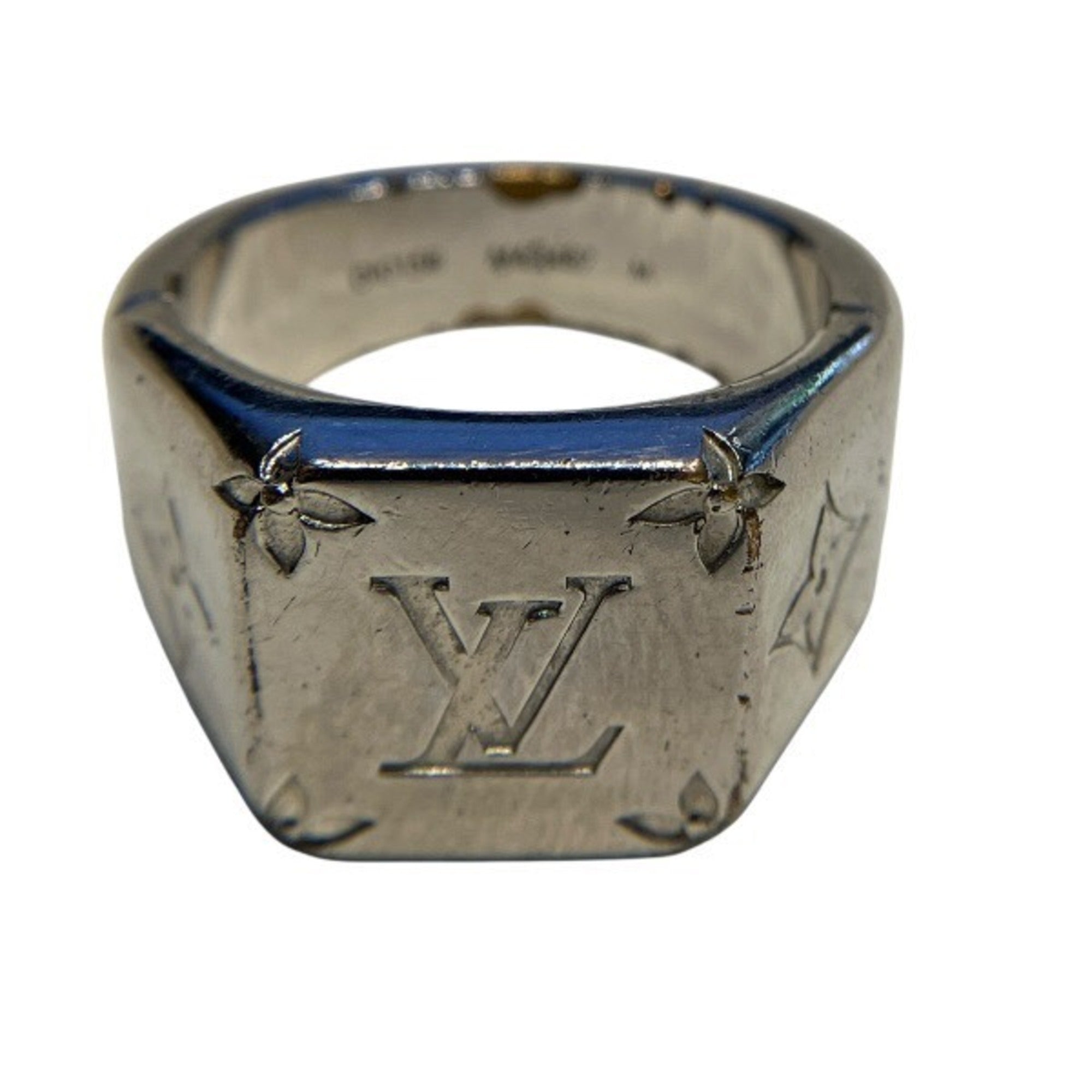 Louis Vuitton Silver Gold Plating Band Ring (Pre-Owned)