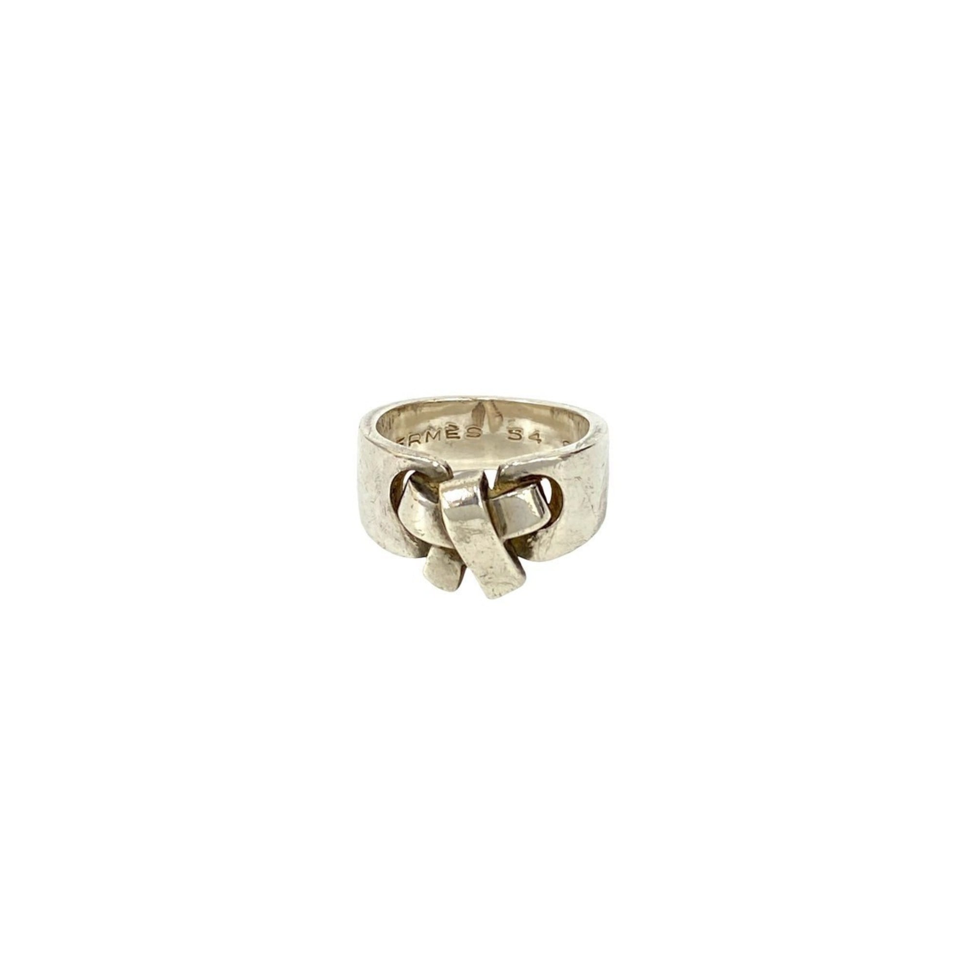 Hermes Silver Silver 925 Band Ring (Pre-Owned)