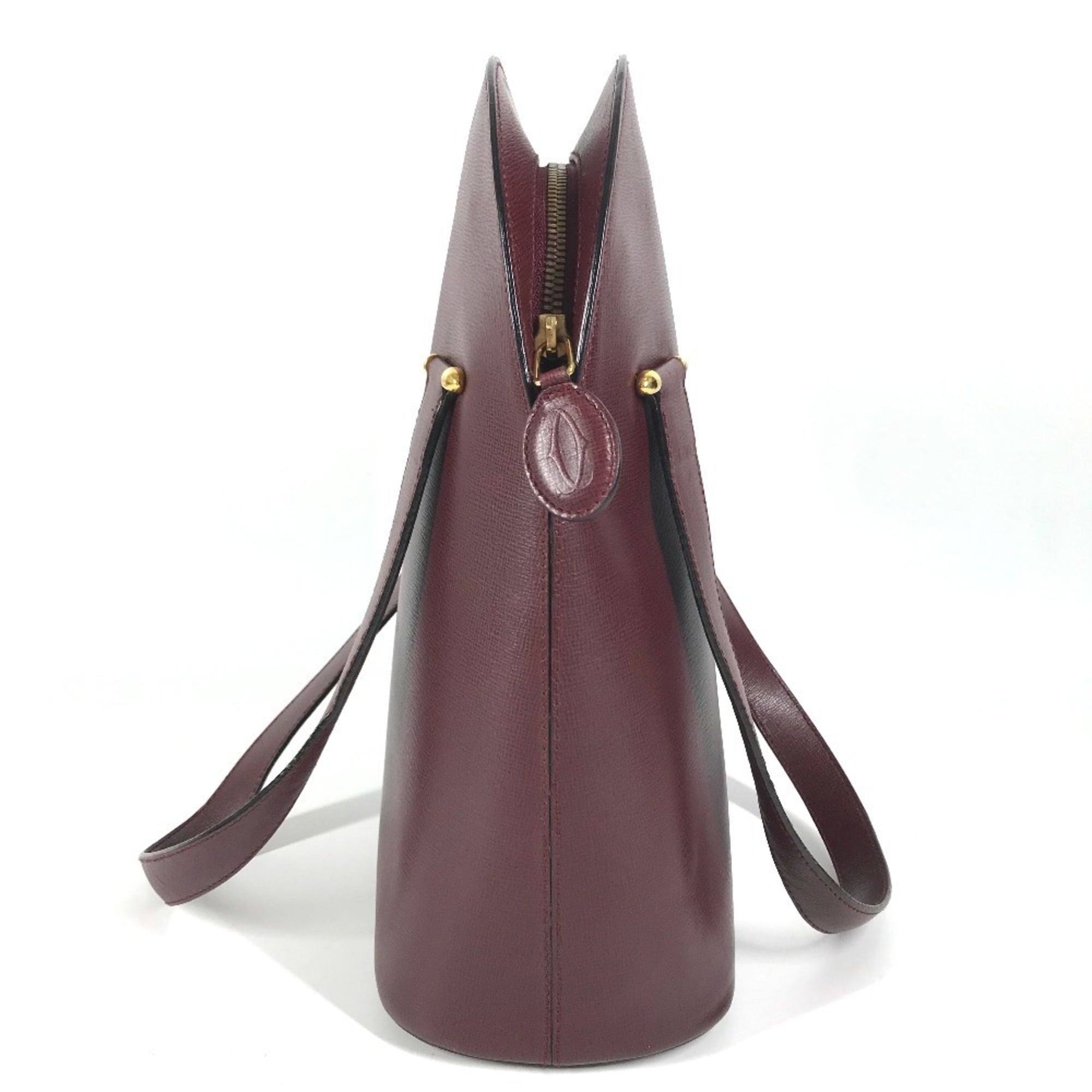 Cartier Bordeaux Leather Handbag Shoulder Bag Tote Bag (Pre-Owned)