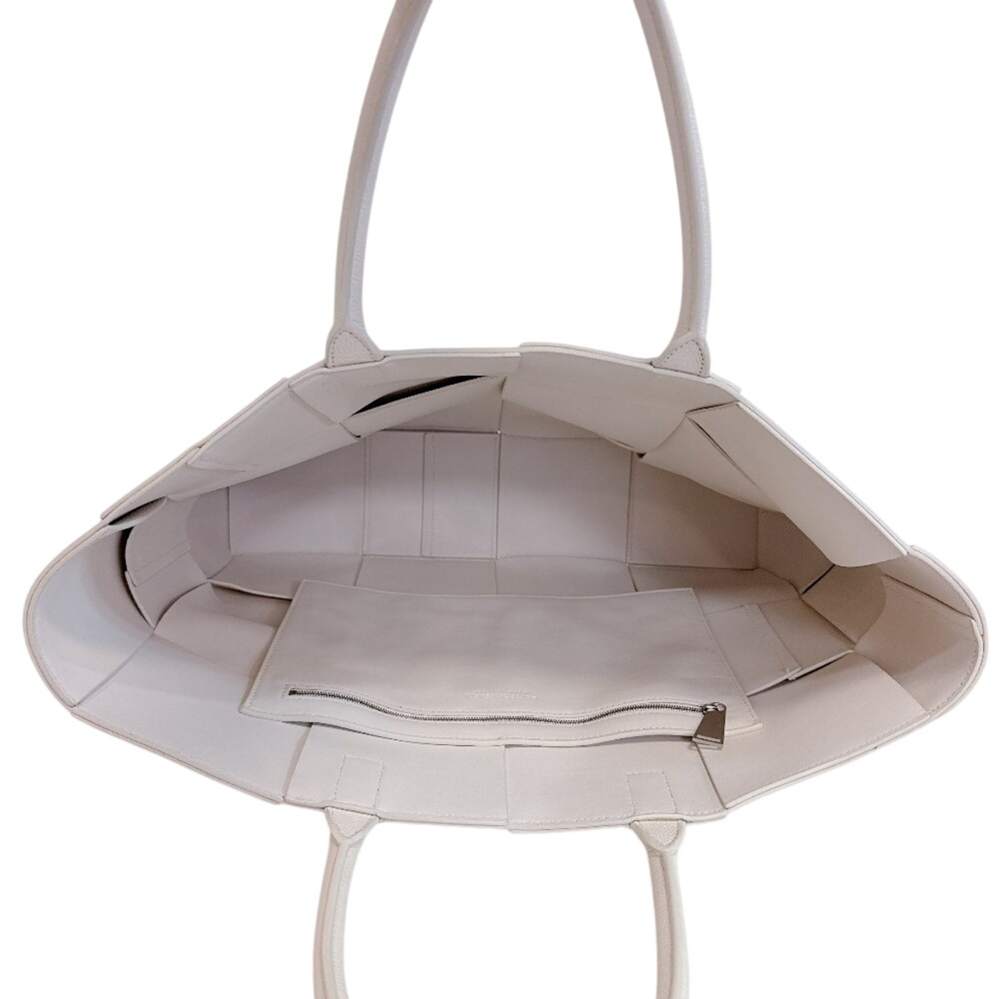 Bottega Veneta White Leather Shoulder Bag Tote Bag (Pre-Owned)