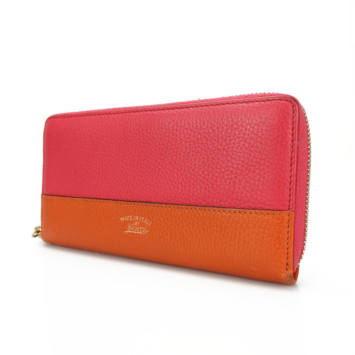 Gucci Bamboo Orange Pink Leather Long Wallet (Bi-Fold) (Pre-Owned)