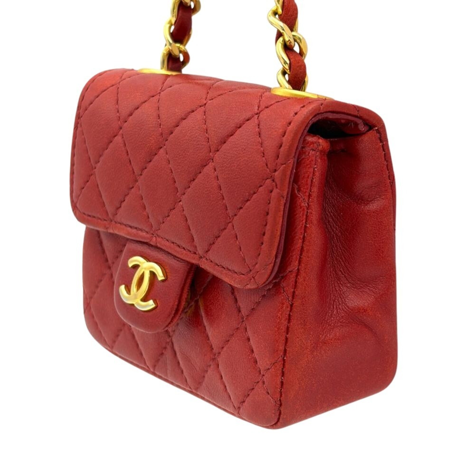 Chanel Matelasse Red Color Leather Handbag (Pre-Owned)