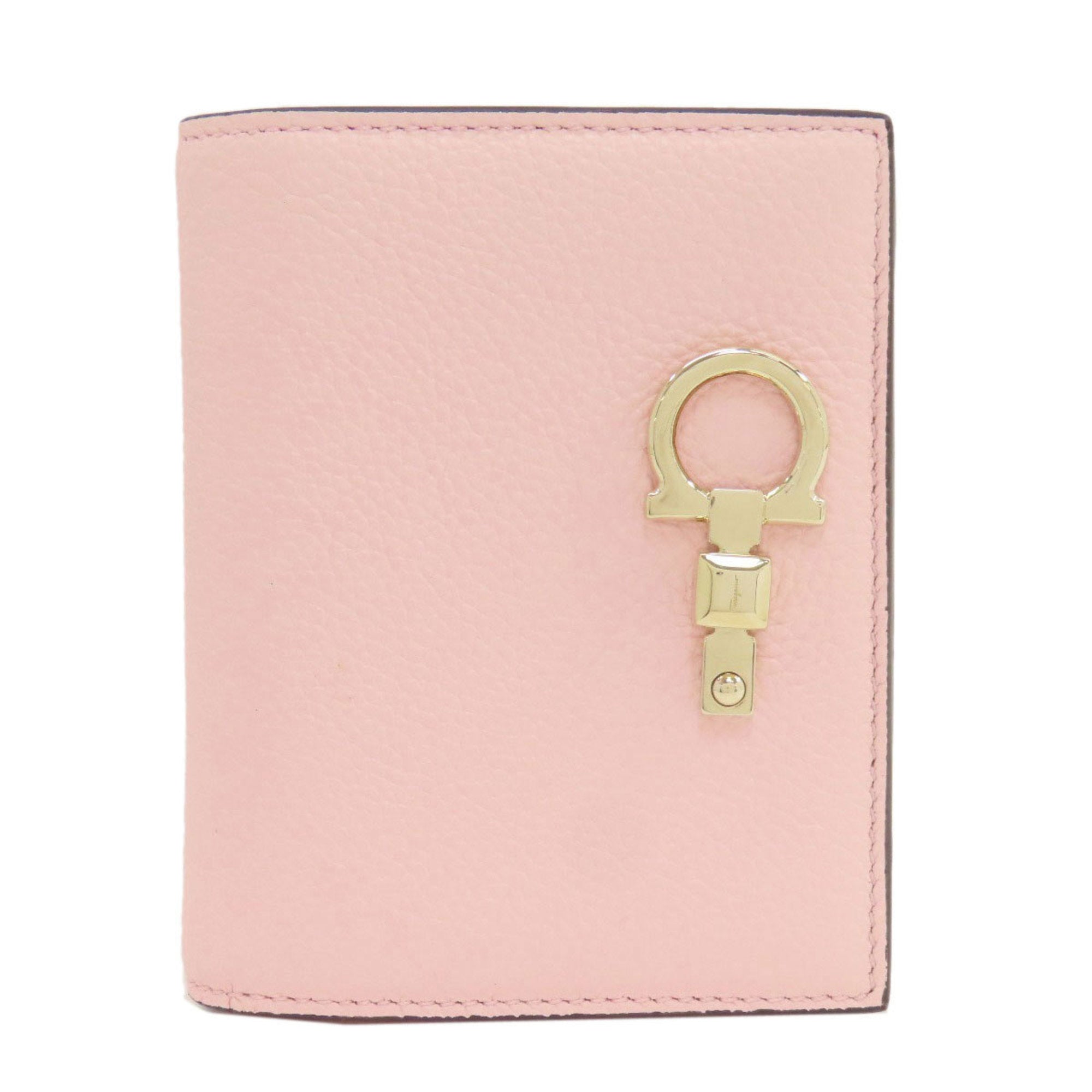 Salvatore Ferragamo Gancini Pink Leather Wallet (Bi-Fold) (Pre-Owned)