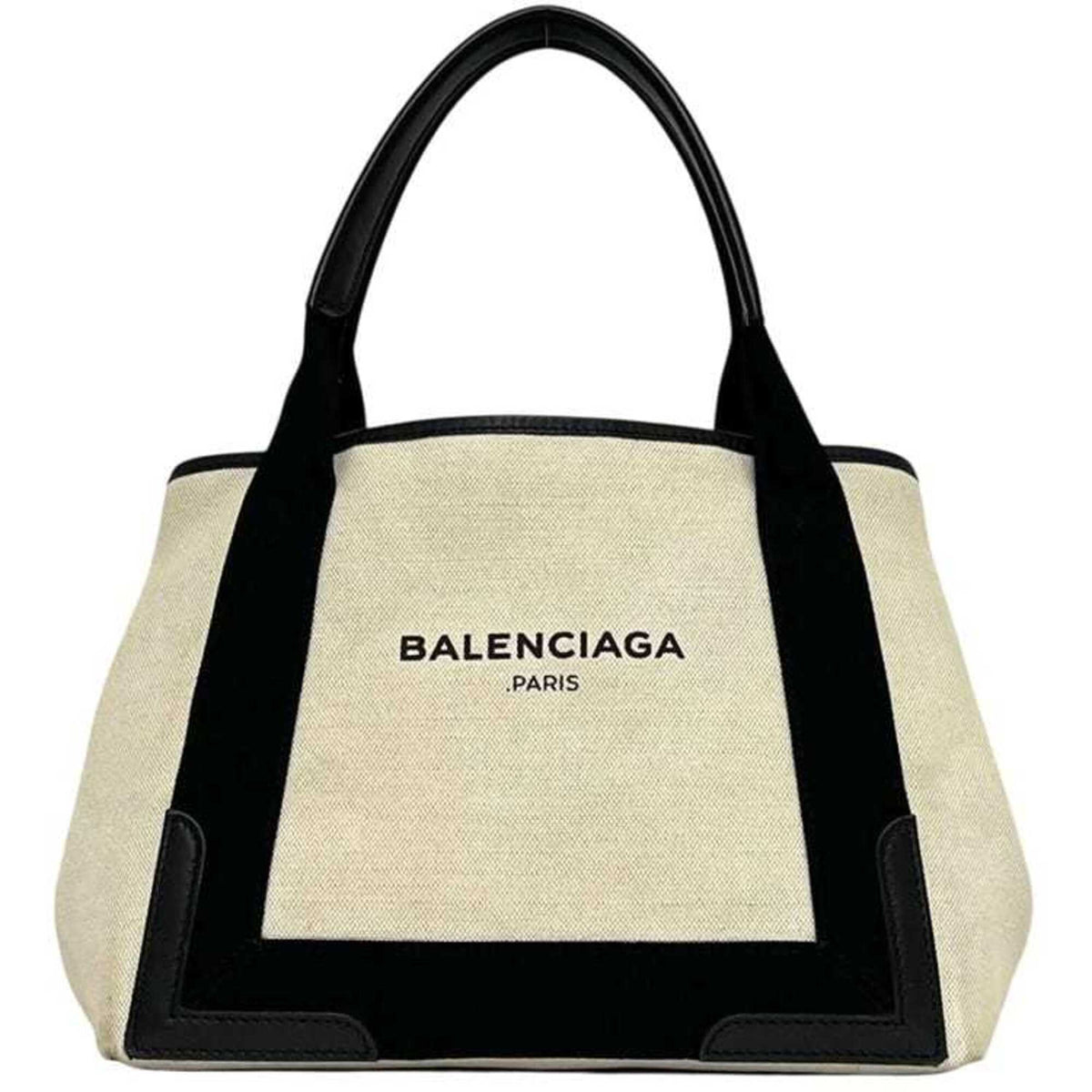Balenciaga Black White Canvas Leather Tote Bag (Pre-Owned)