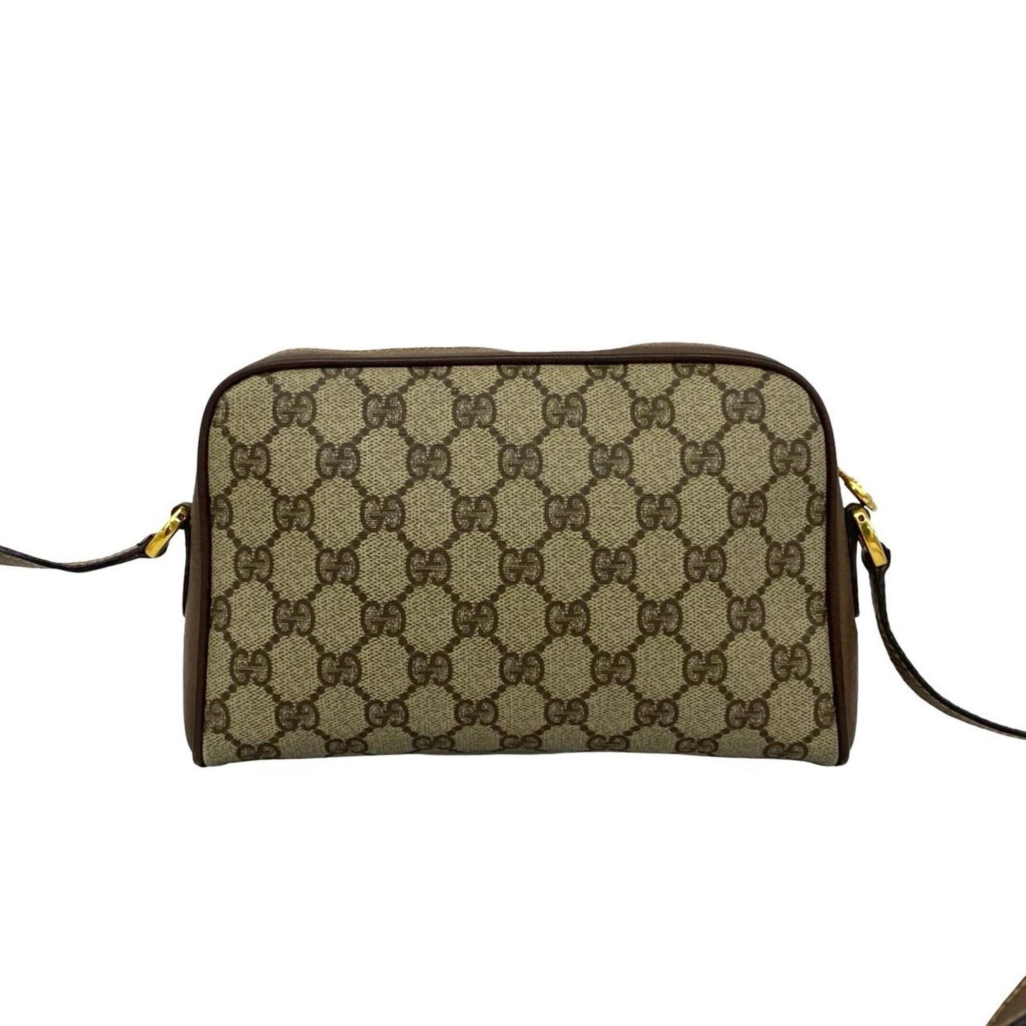 Gucci Brown Green Red Color Pvc Leather Shoulder Bag (Pre-Owned)