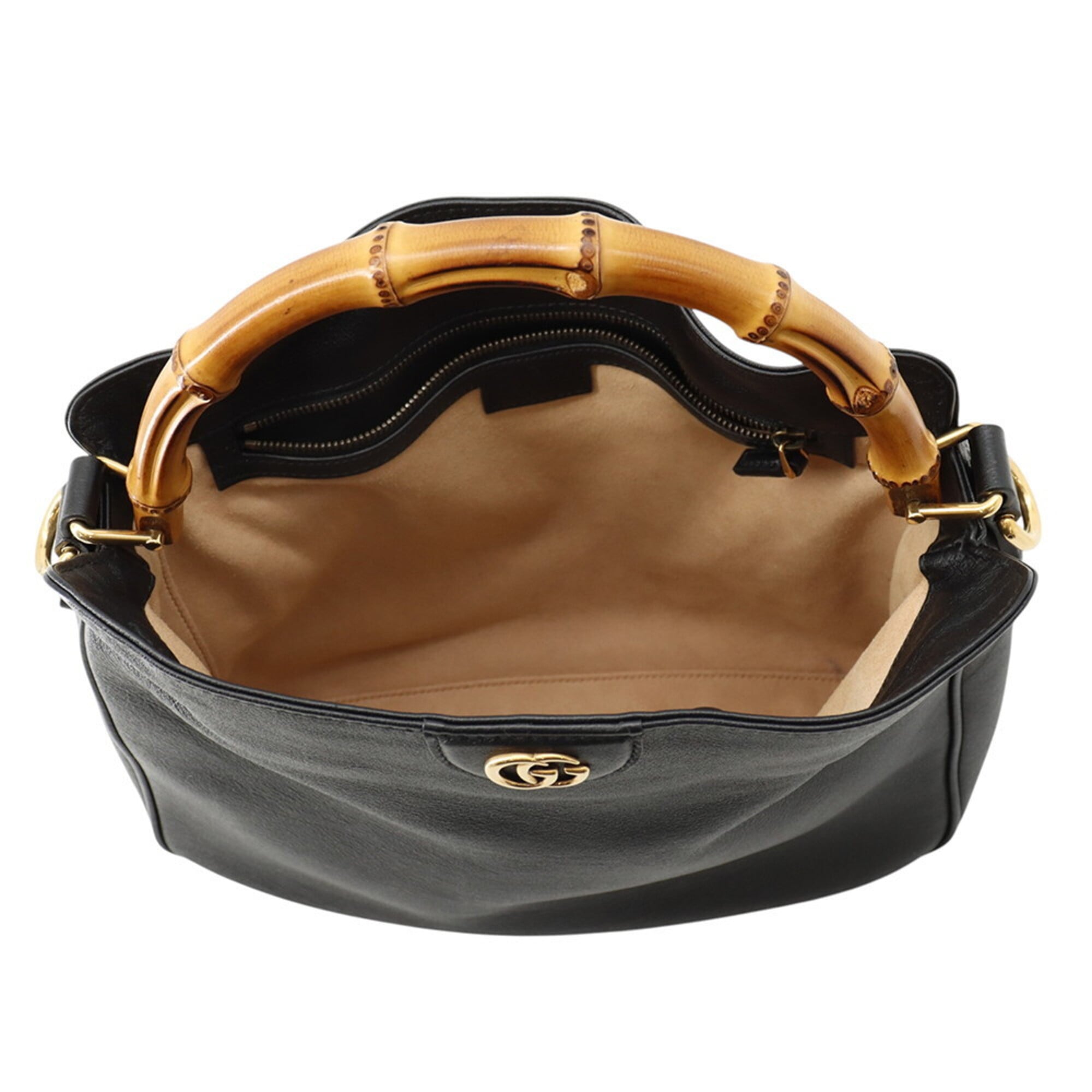 Gucci Black Gray Leather Handbag (Pre-Owned)