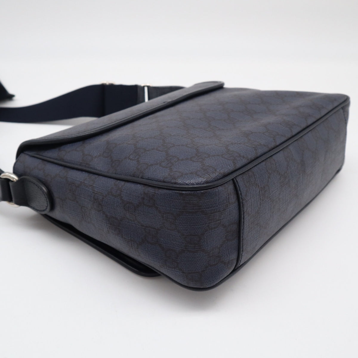 Gucci Ophidia Navy Black Canvas Leather Shoulder Bag (Pre-Owned)
