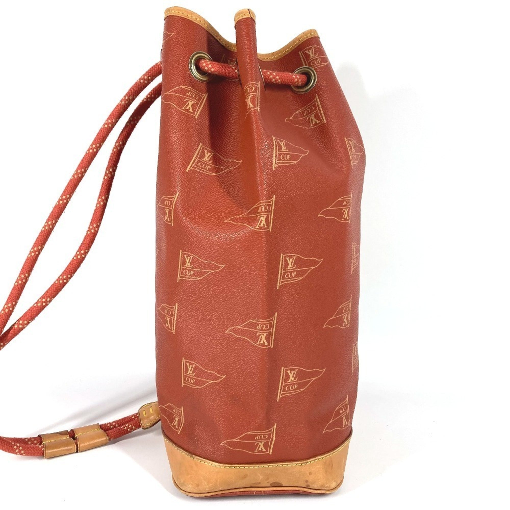 Louis Vuitton Orange Leather Canvas Shoulder Bag (Pre-Owned)