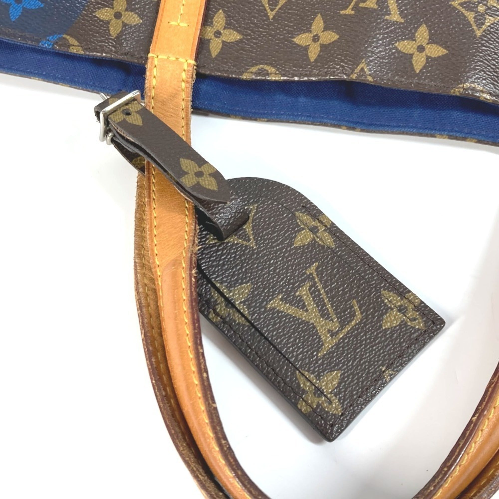 Louis Vuitton Blue Brown Monogram Monogram Shoulder Bag Tote Bag (Pre-Owned)