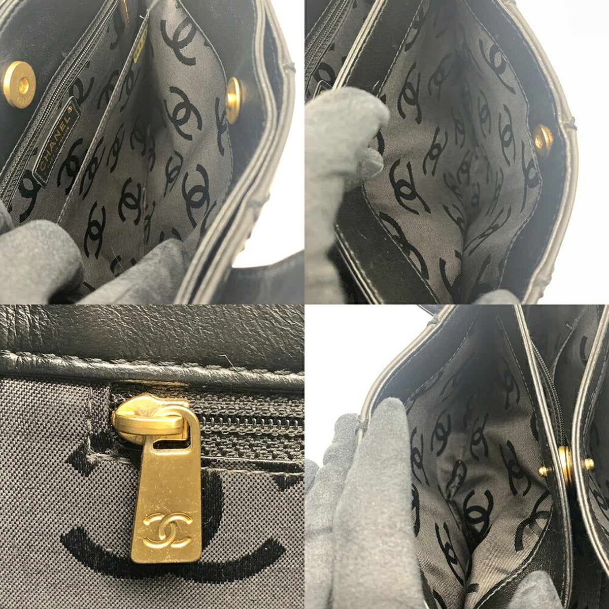 Chanel Wild Stitch Black Leather Handbag Tote Bag (Pre-Owned)