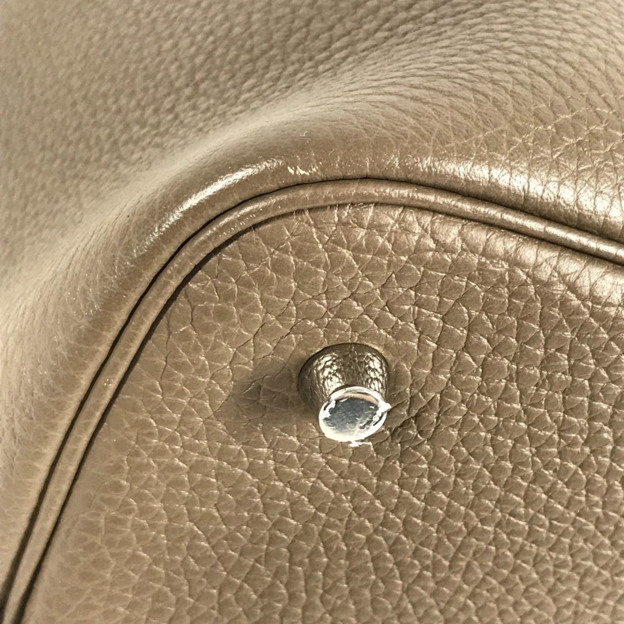 Hermes Gray Taurillon Clemence Leather Handbag (Pre-Owned)