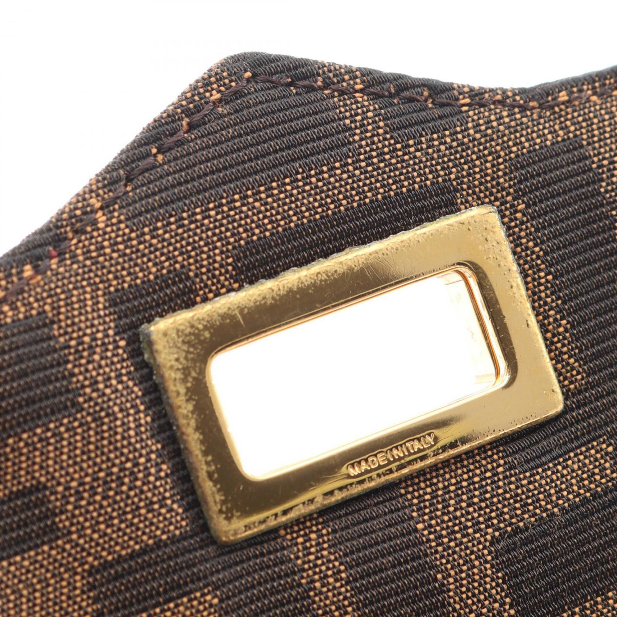 Fendi Black Brown Red Color Canvas Leather Handbag (Pre-Owned)