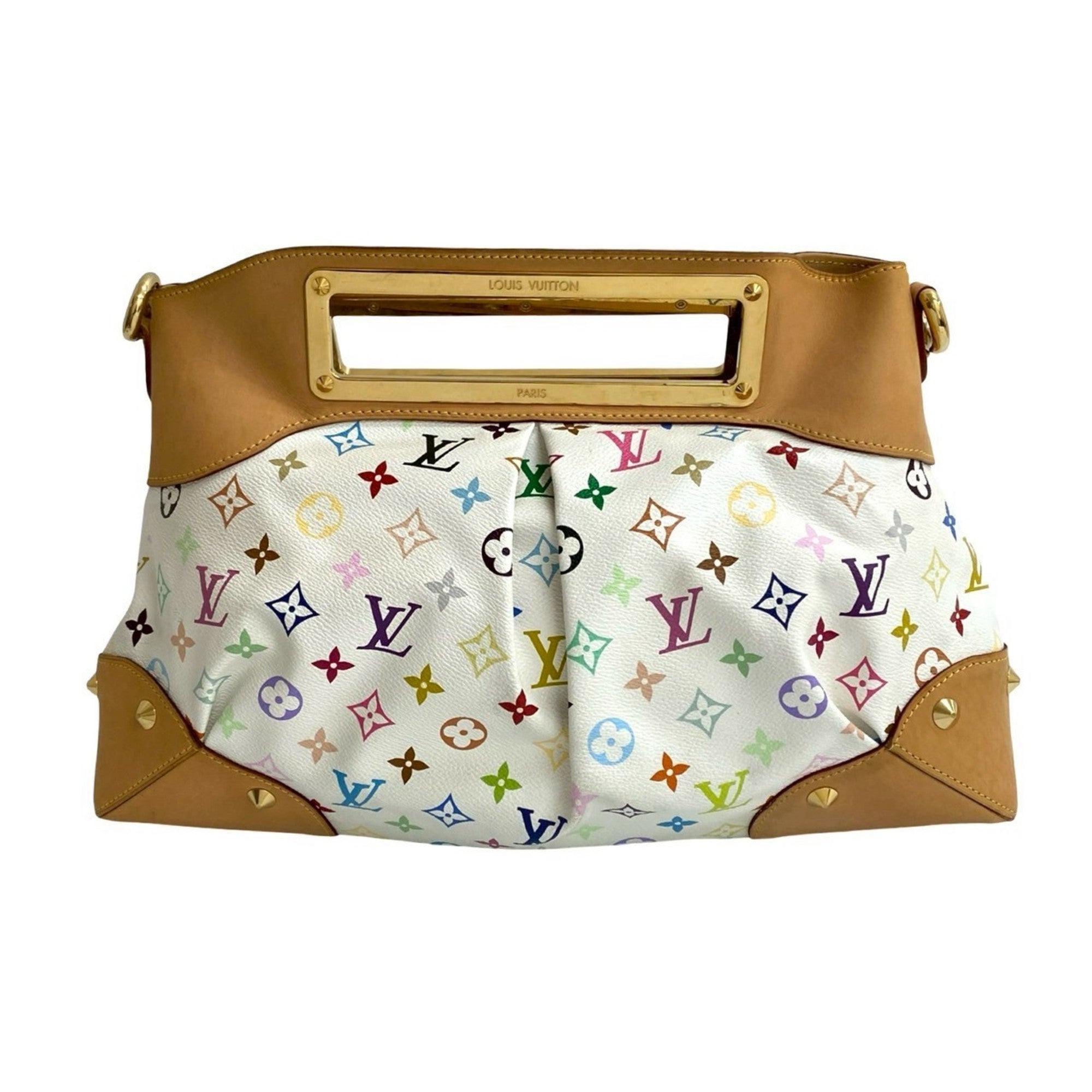 Louis Vuitton Brown Multi-Color White Leather Pvc Handbag Shoulder Bag (Pre-Owned)