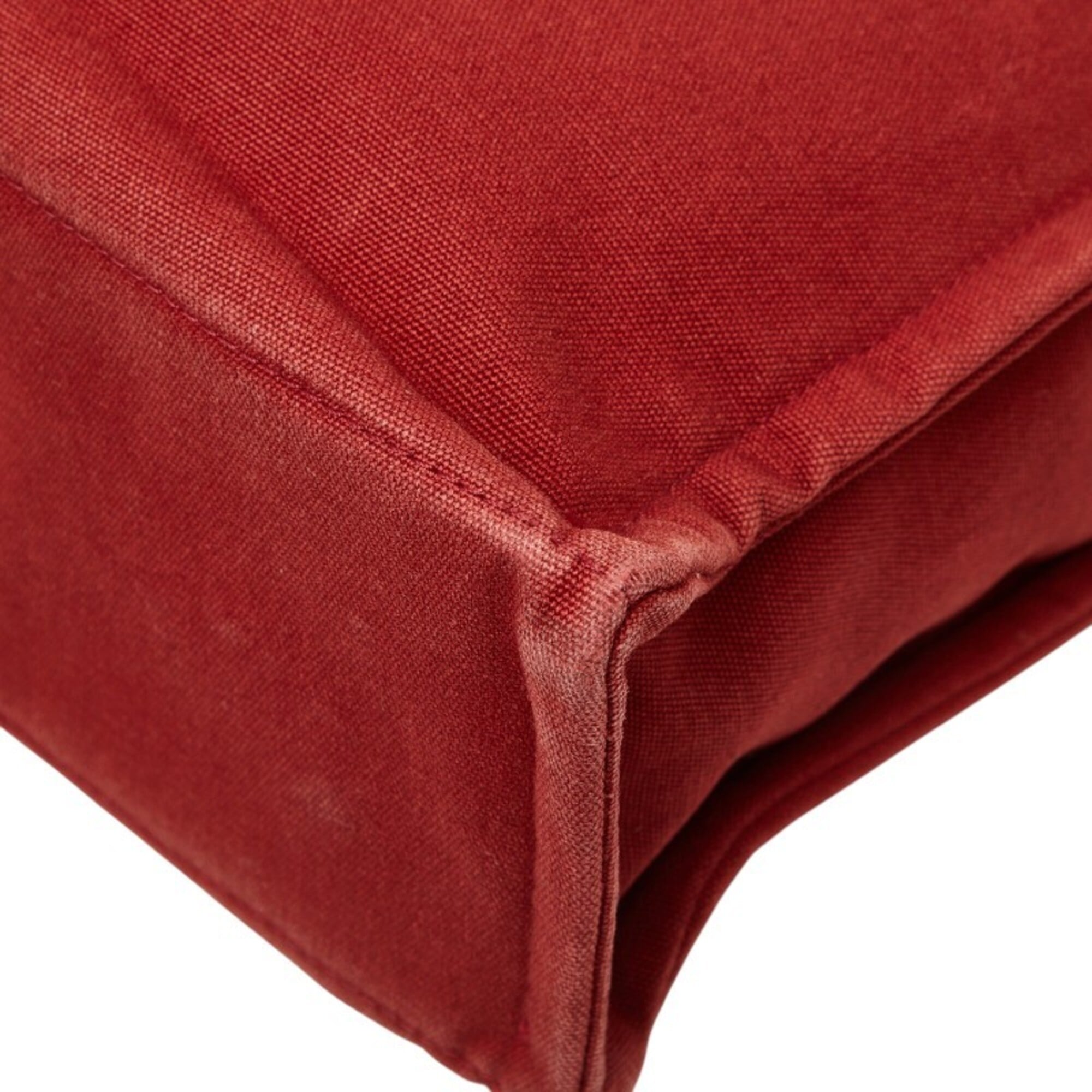 Hermes Red Color Canvas Handbag Tote Bag (Pre-Owned)