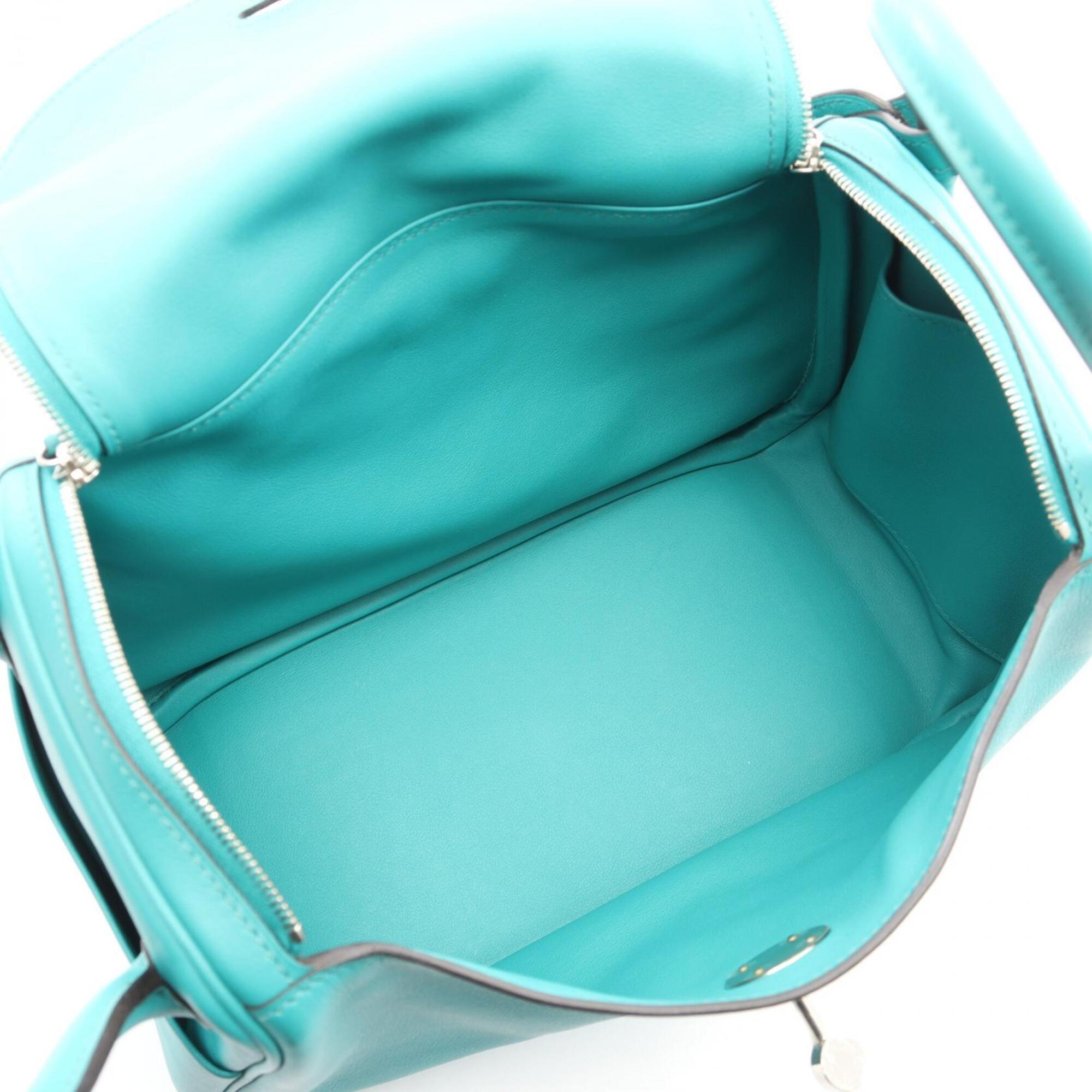 Hermes Lindy Blue Paon Green Leather Handbag Shoulder Bag (Pre-Owned)