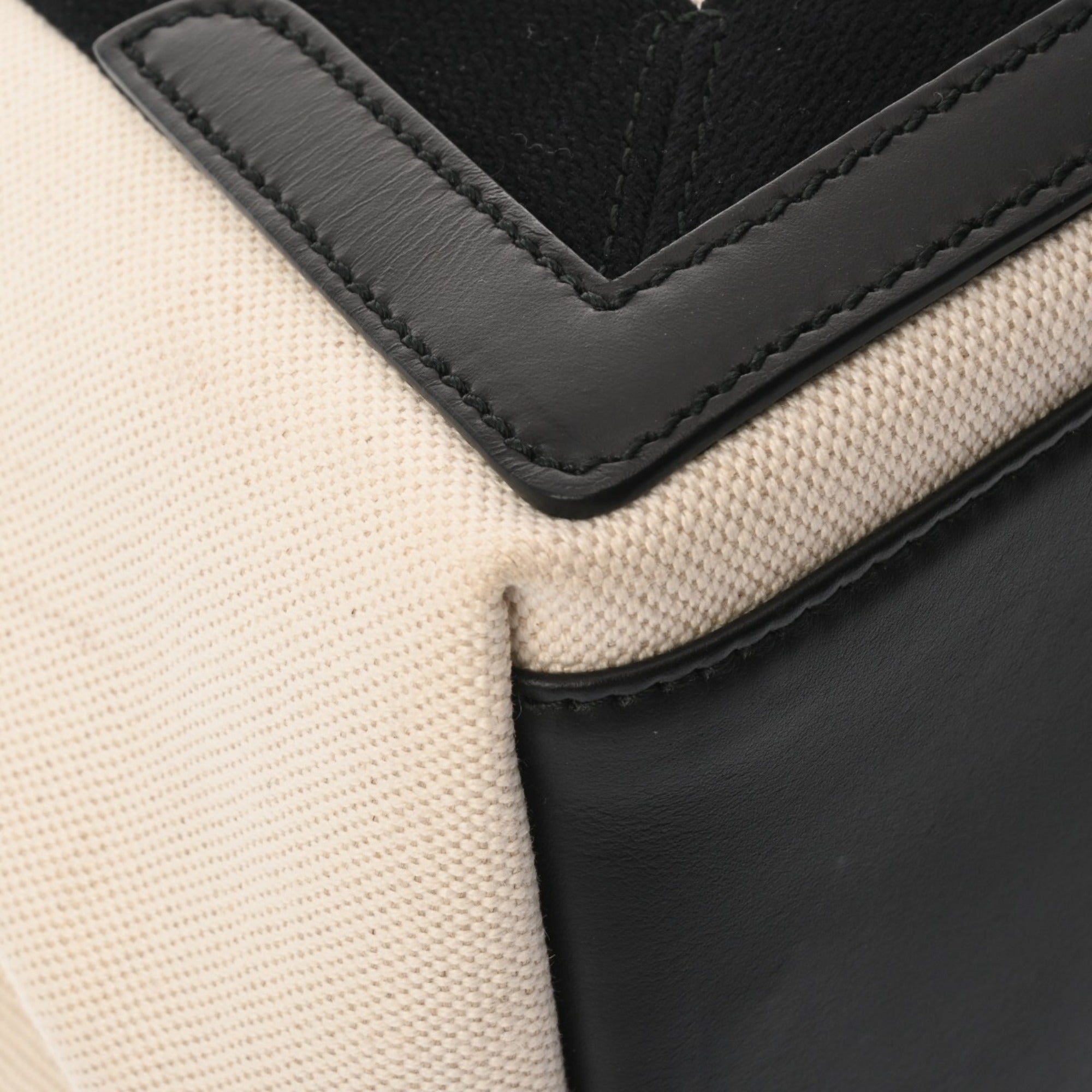 Balenciaga Black White Canvas Leather Handbag Pouch (Pre-Owned)