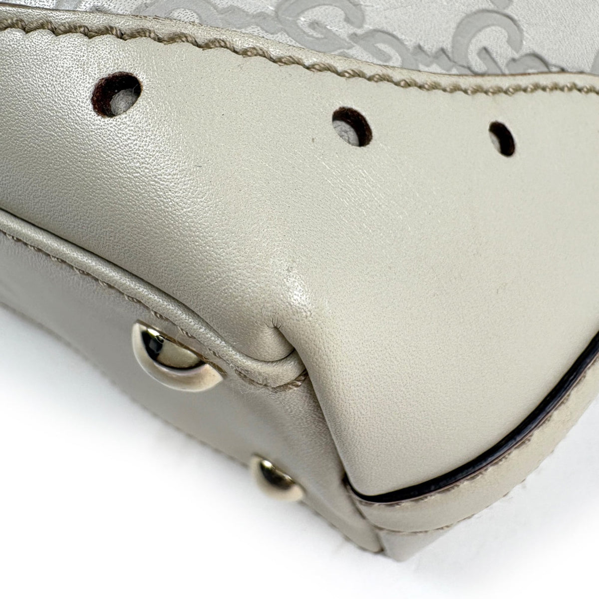 Gucci White Leather Tote Bag (Pre-Owned)